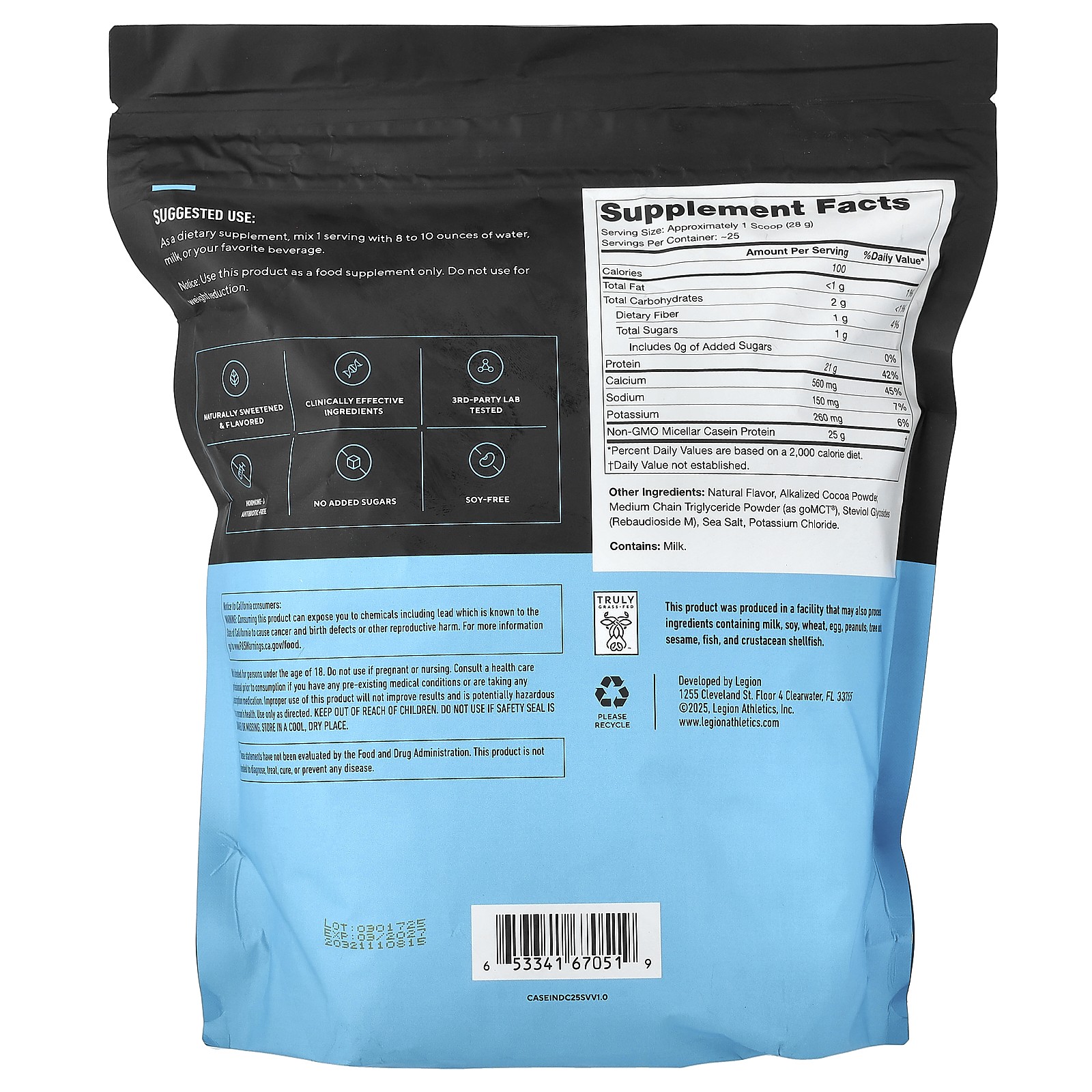 Casein+, Casein Protein Powder, Dutch Chocolate, 2.25 lbs (1,020 g)