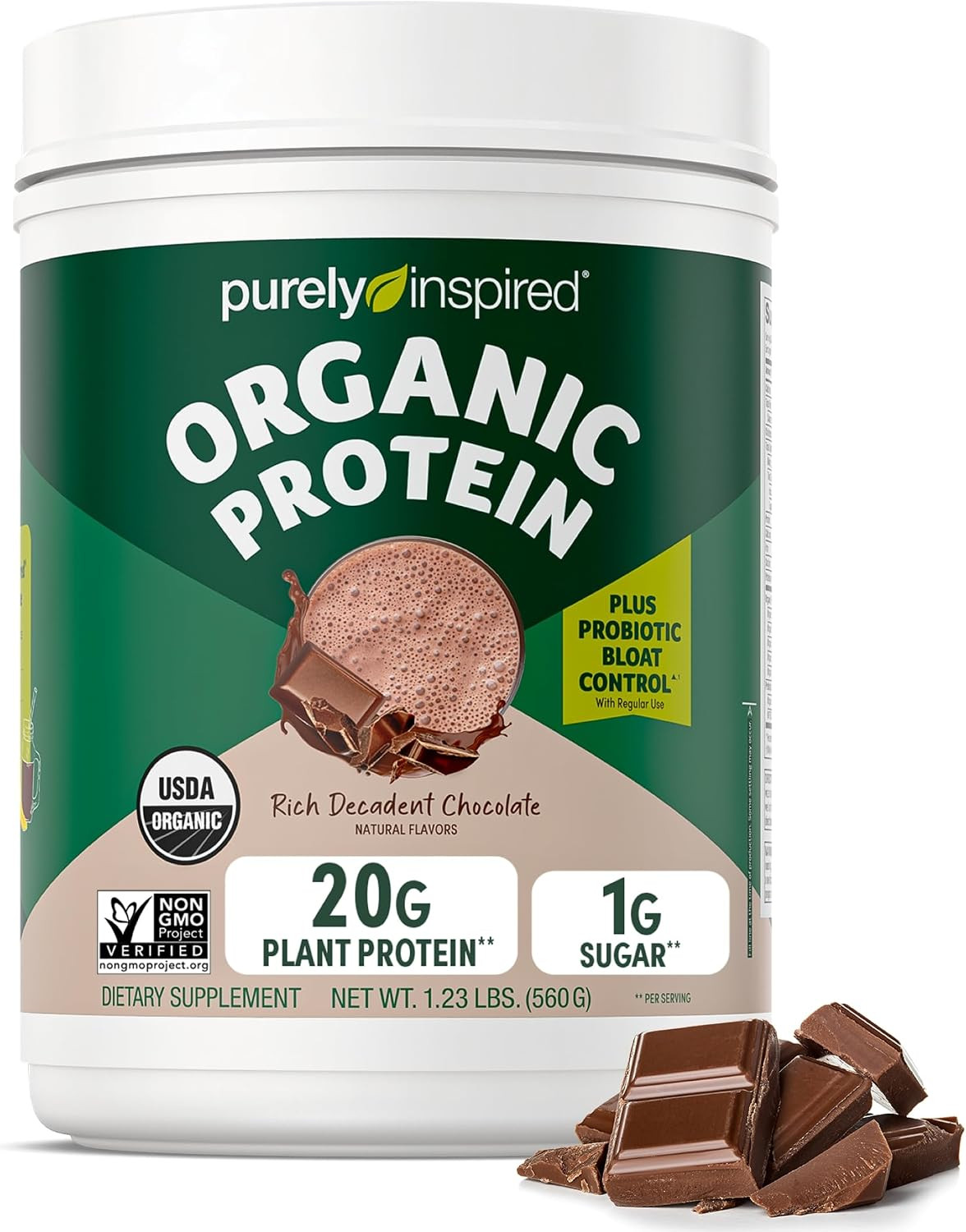 Plant-Based Protein Powder for Men & Women, Rich Decadent Chocolate (16 Servings