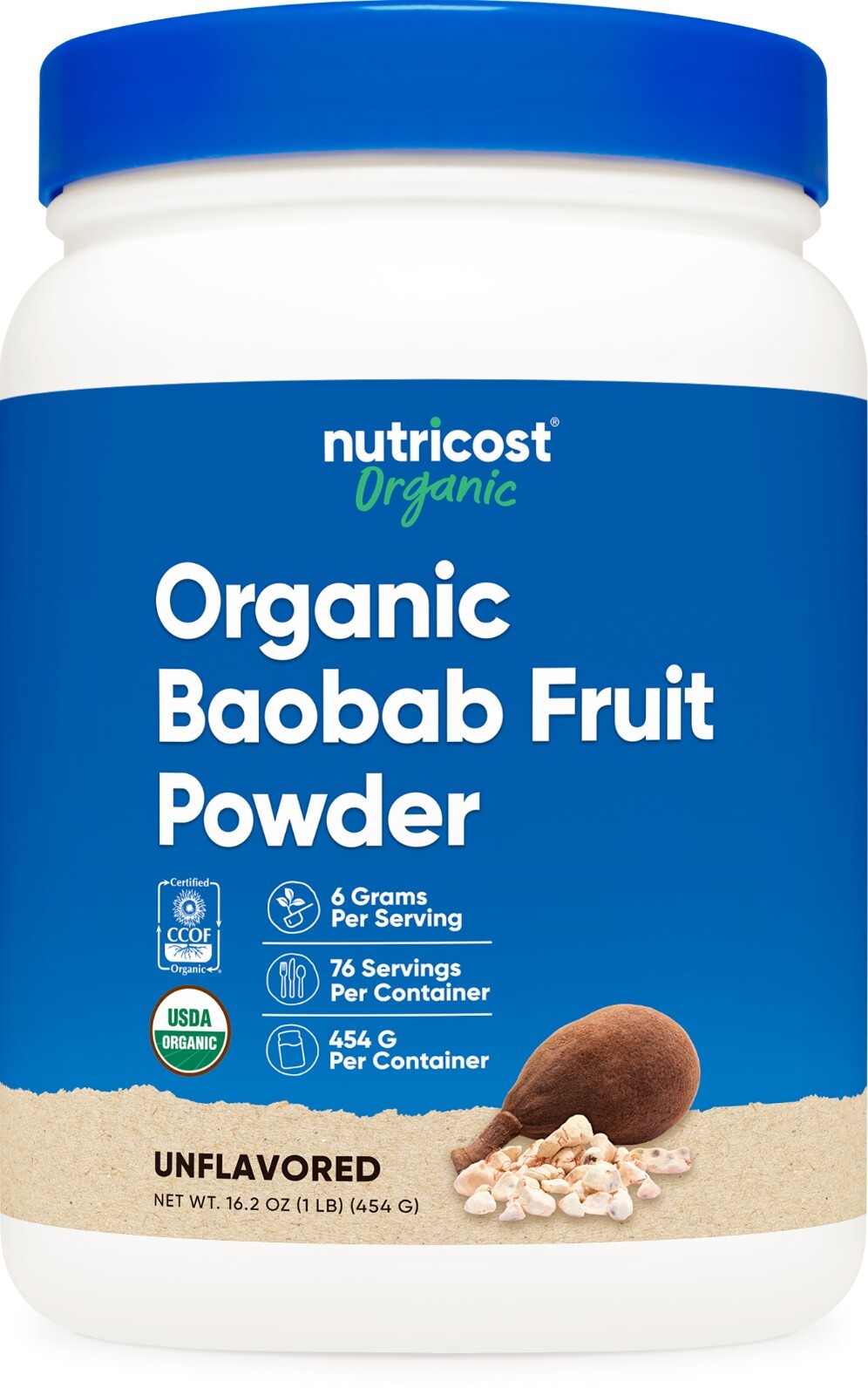 Nutricost Organic Baobab Fruit Powder (1 LB, Unflavored) – Vegan, GMO-Free