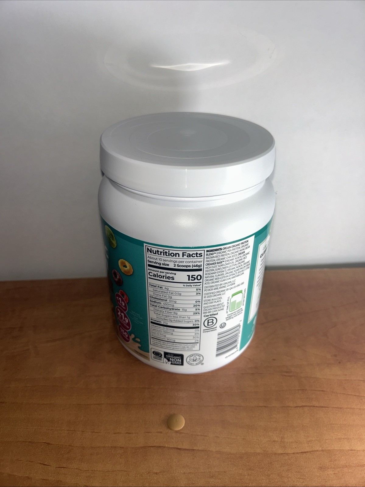 Orgain Organic Plant Based Protein Powder Fruity Cereal Flavor 16.3oz