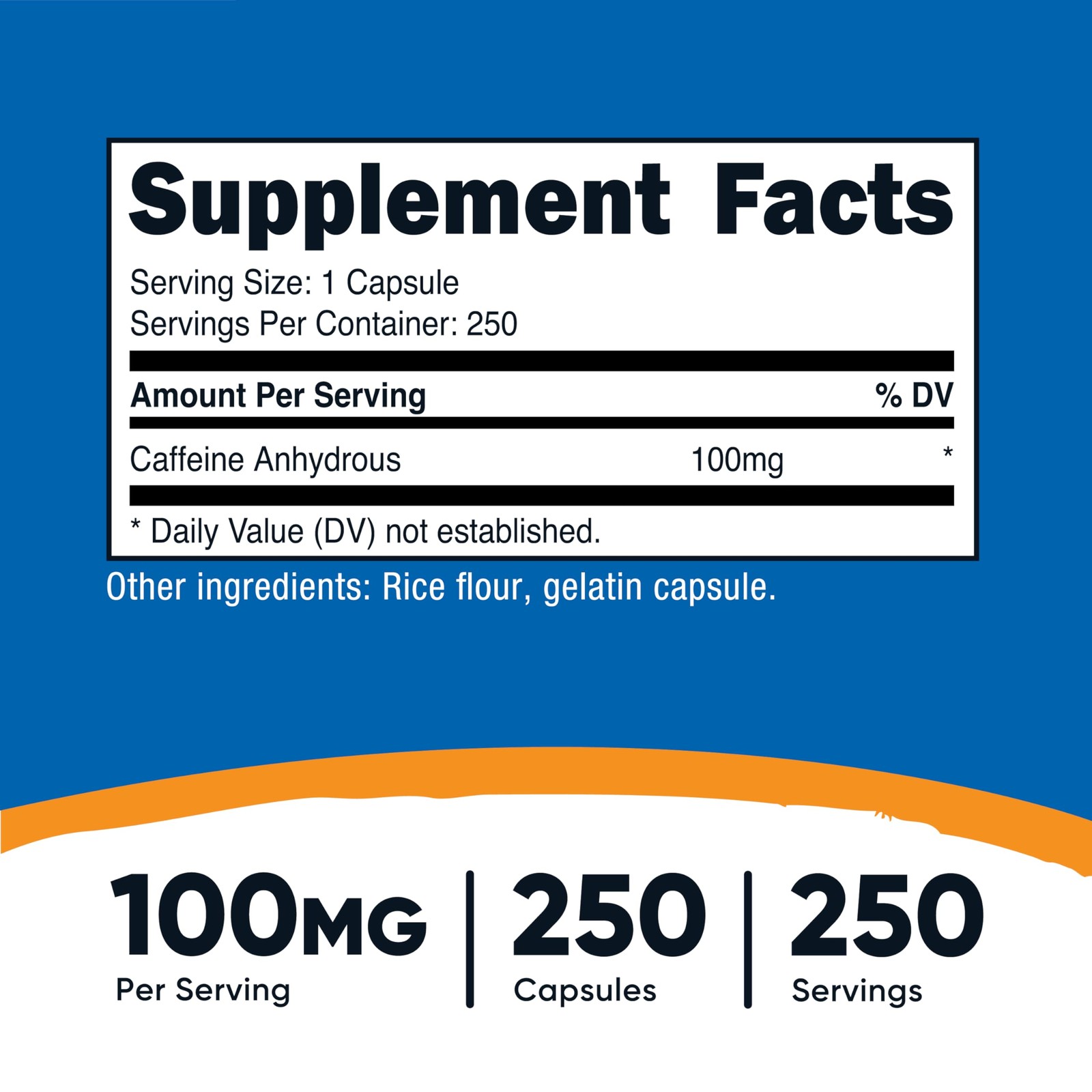 Nutricost Caffeine Pills 100mg Per Serving, 250 Capsules 250 Count (Pack of 1)