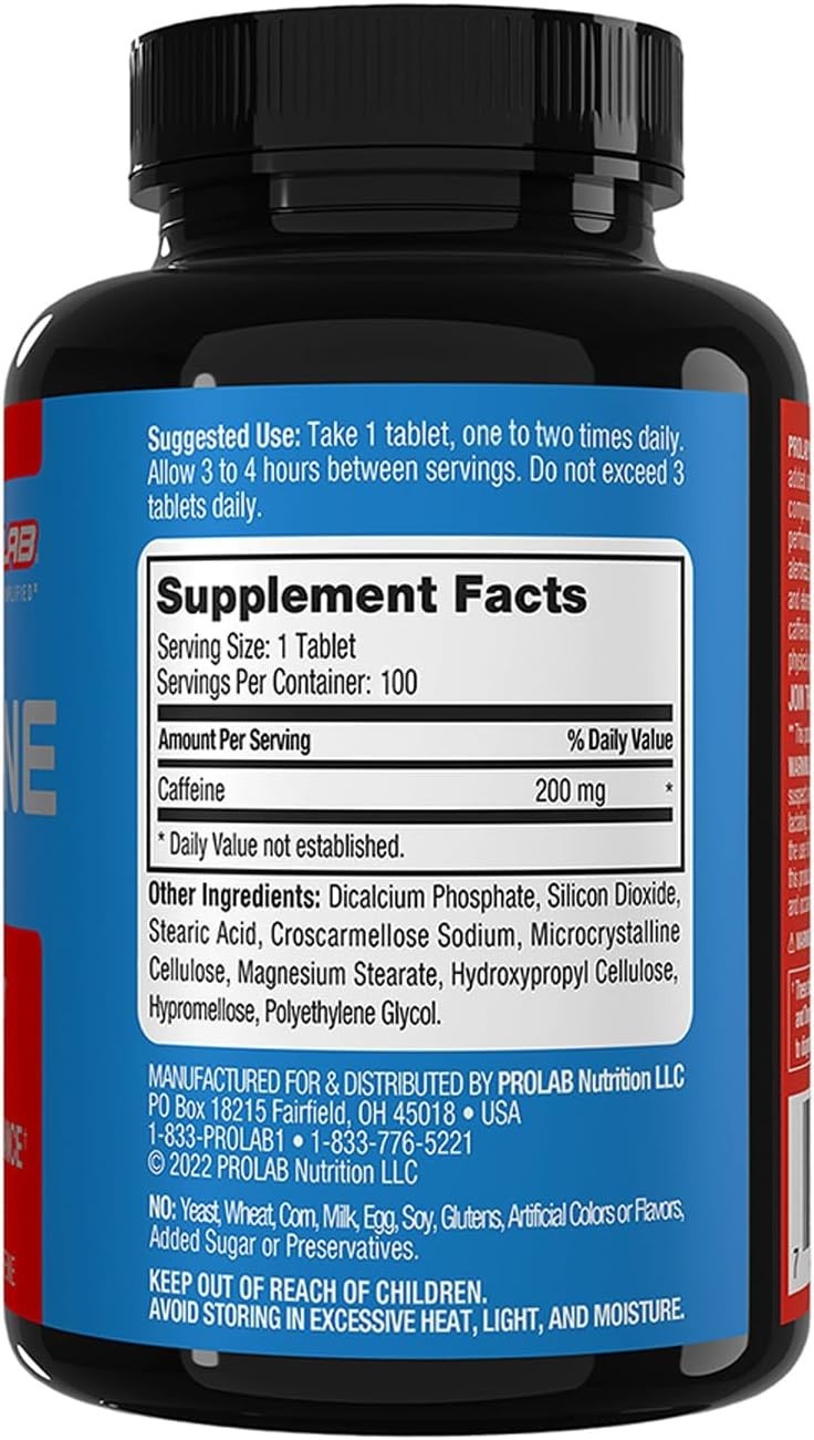 Caffeine Tablets 200mg 100ct. | Energy Support, Helps Enhance Endurance