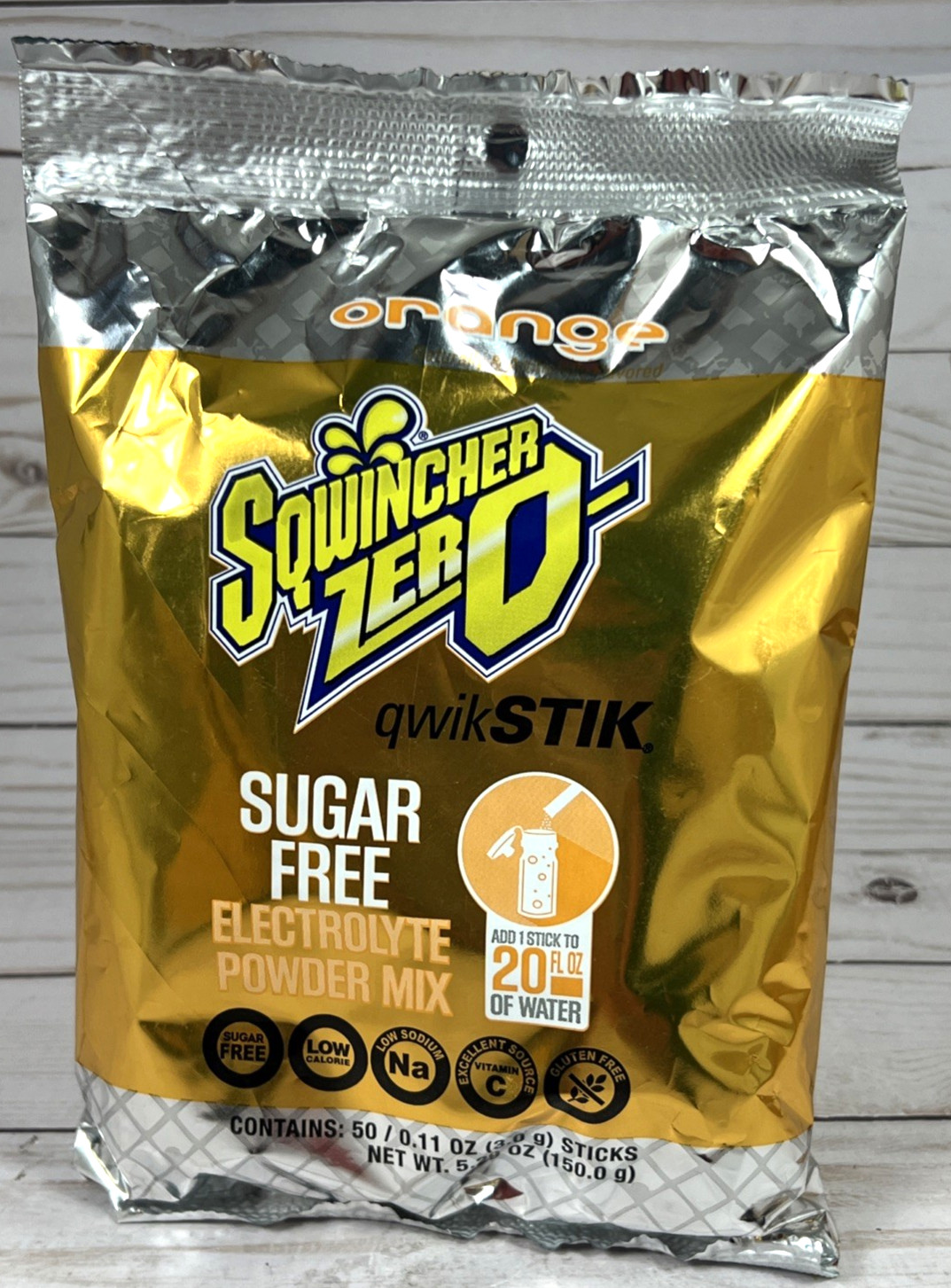 Sqwincher Zero Qwik Stik 50 Pack Orange Flavored Electrolyte Drink Mix .11oz