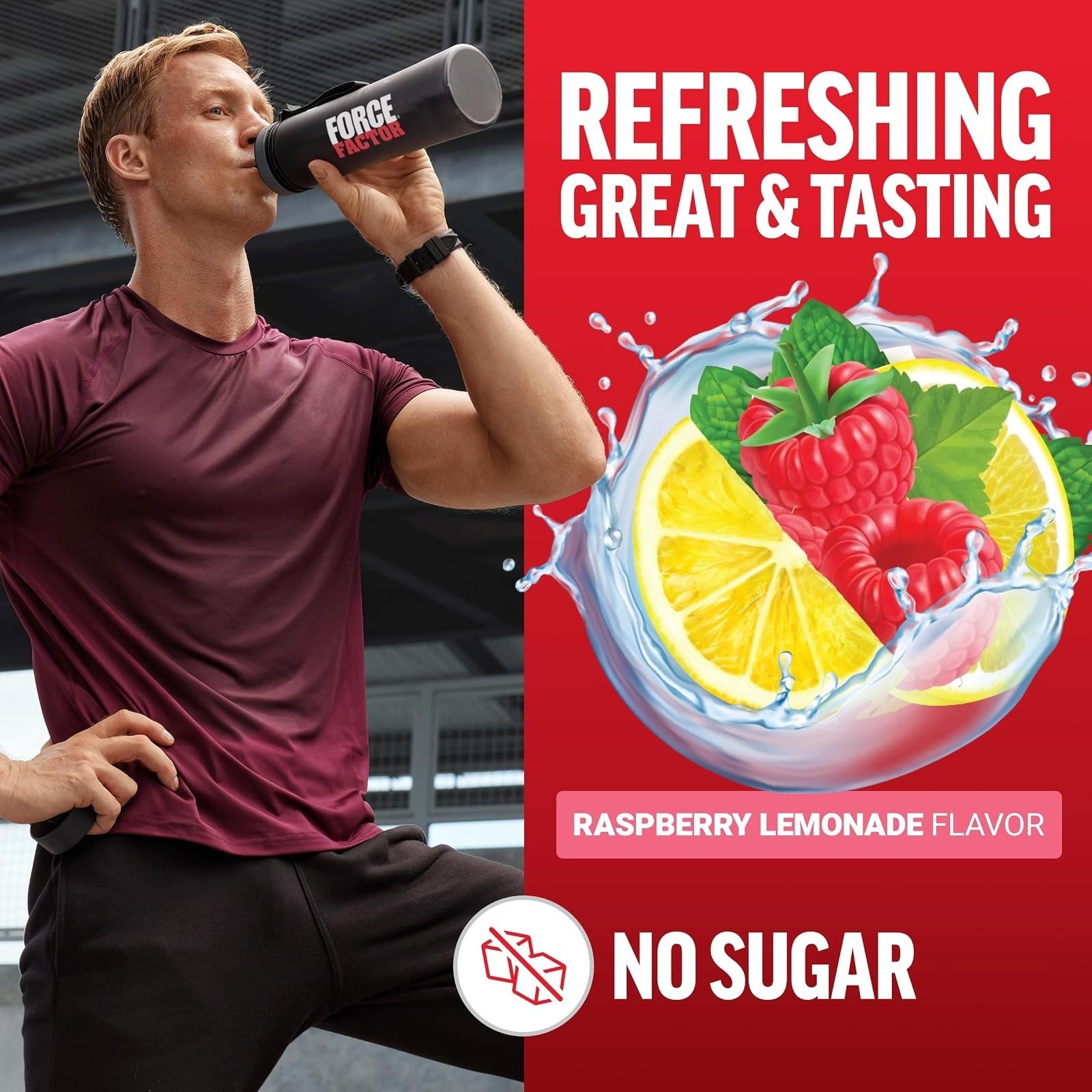 Force Factor Creatine Monohydrate Powder 5g – Raspberry Lemonade, 100 Servings