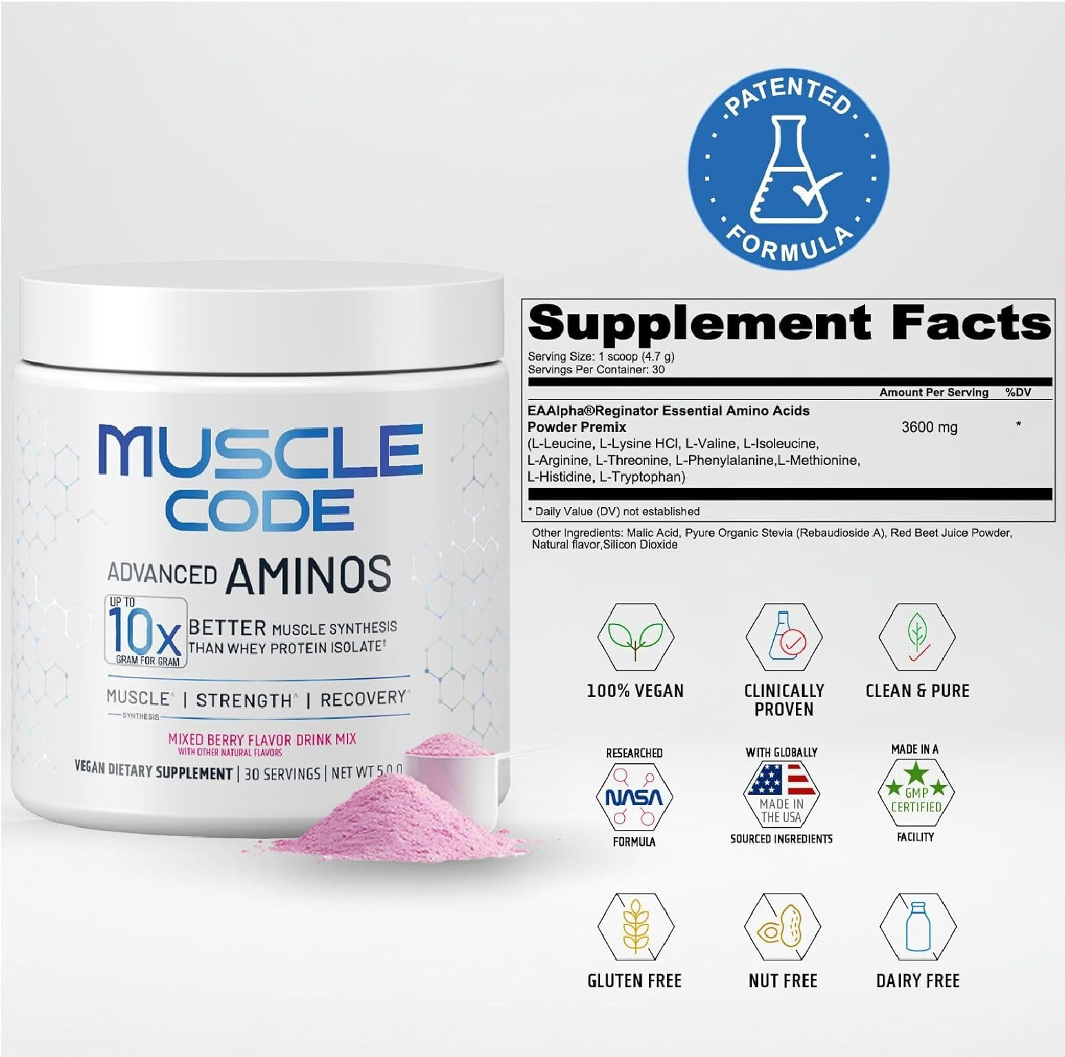 NAUTILUS Muscle Code Essential Amino Acid Powder Muscle Synthesis & Repair & Str