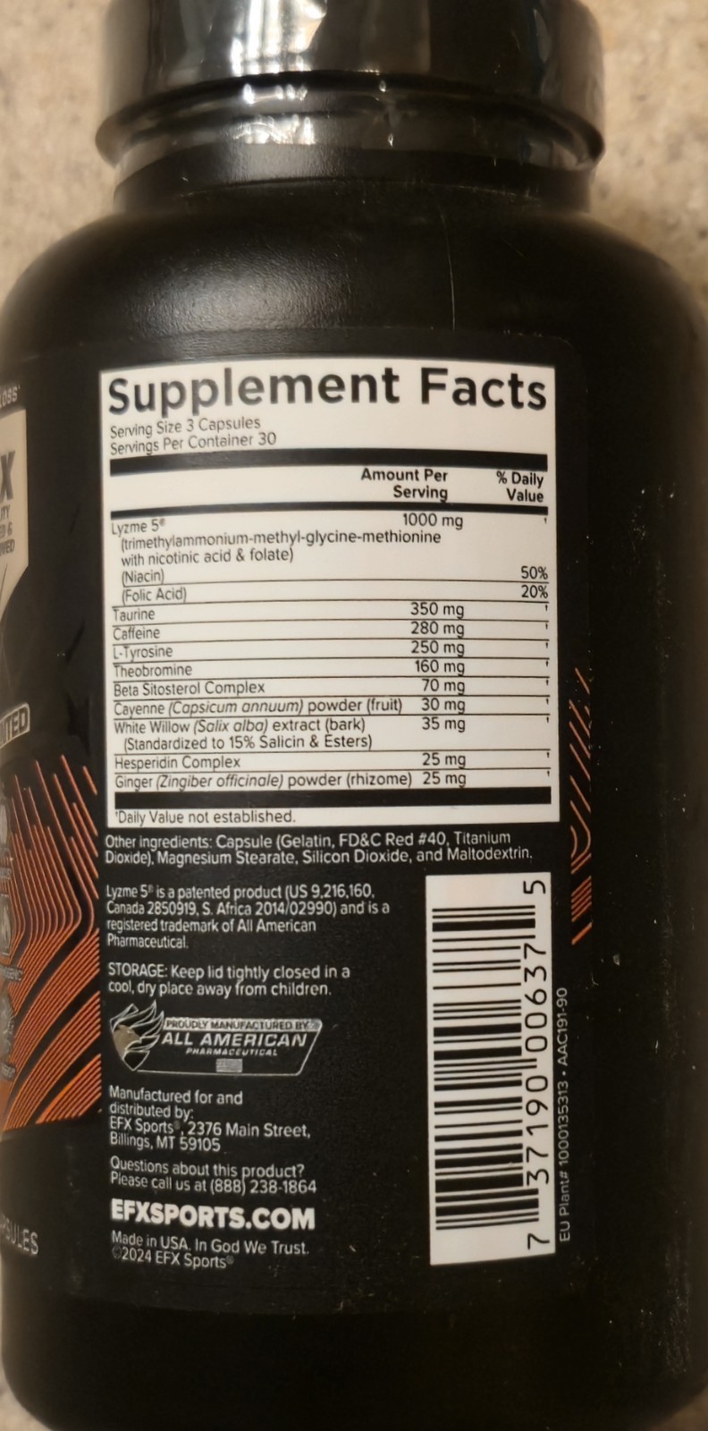 EFXSports LEAN FIX EXTREME Thermo Fat Burner 90 Caps (30 Servings) BEST BY 12/26