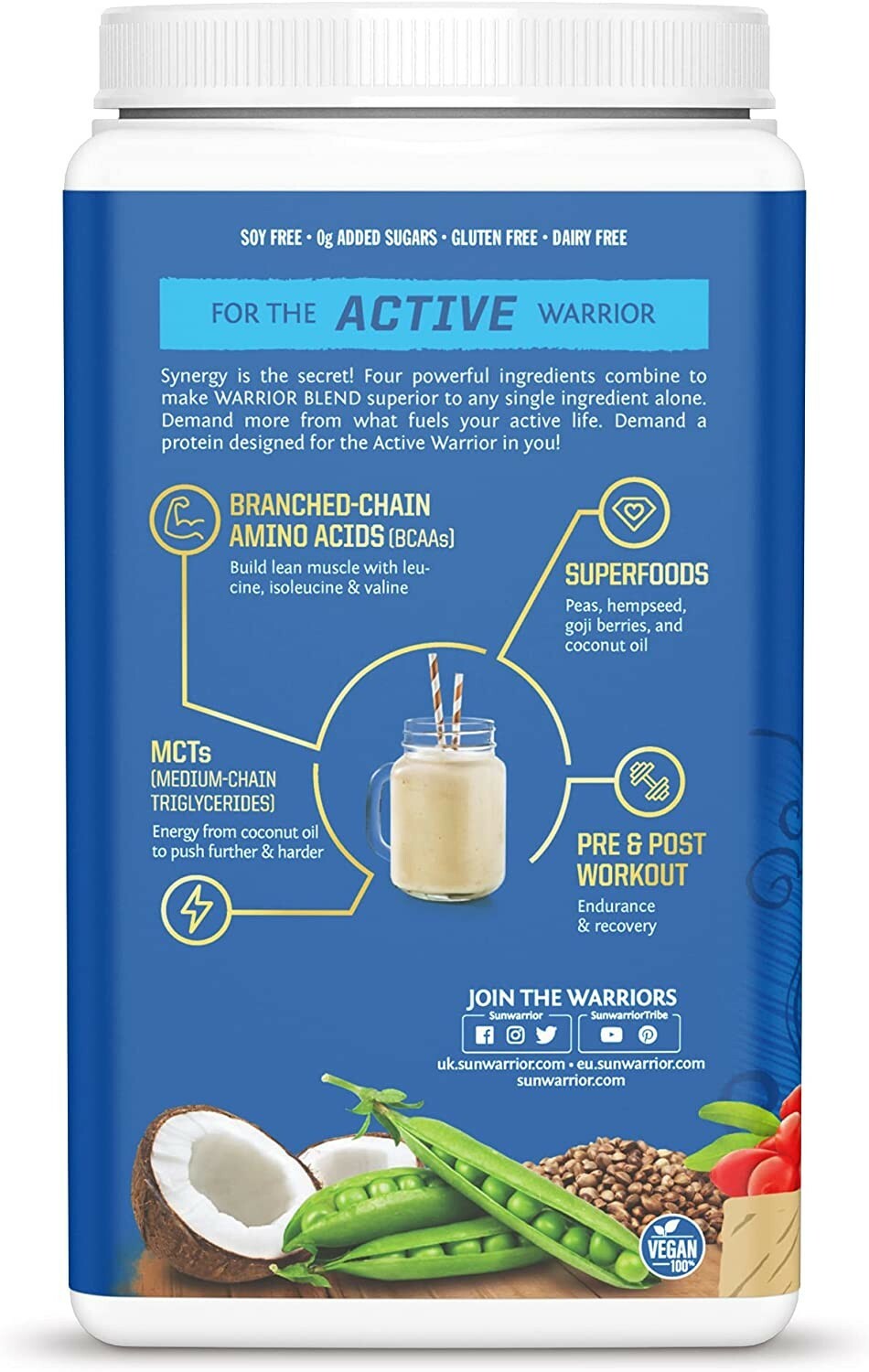Sunwarrior Warrior Blend Plant-Based Raw Vegan Protein Powder, Mocha, 1.65 lbs