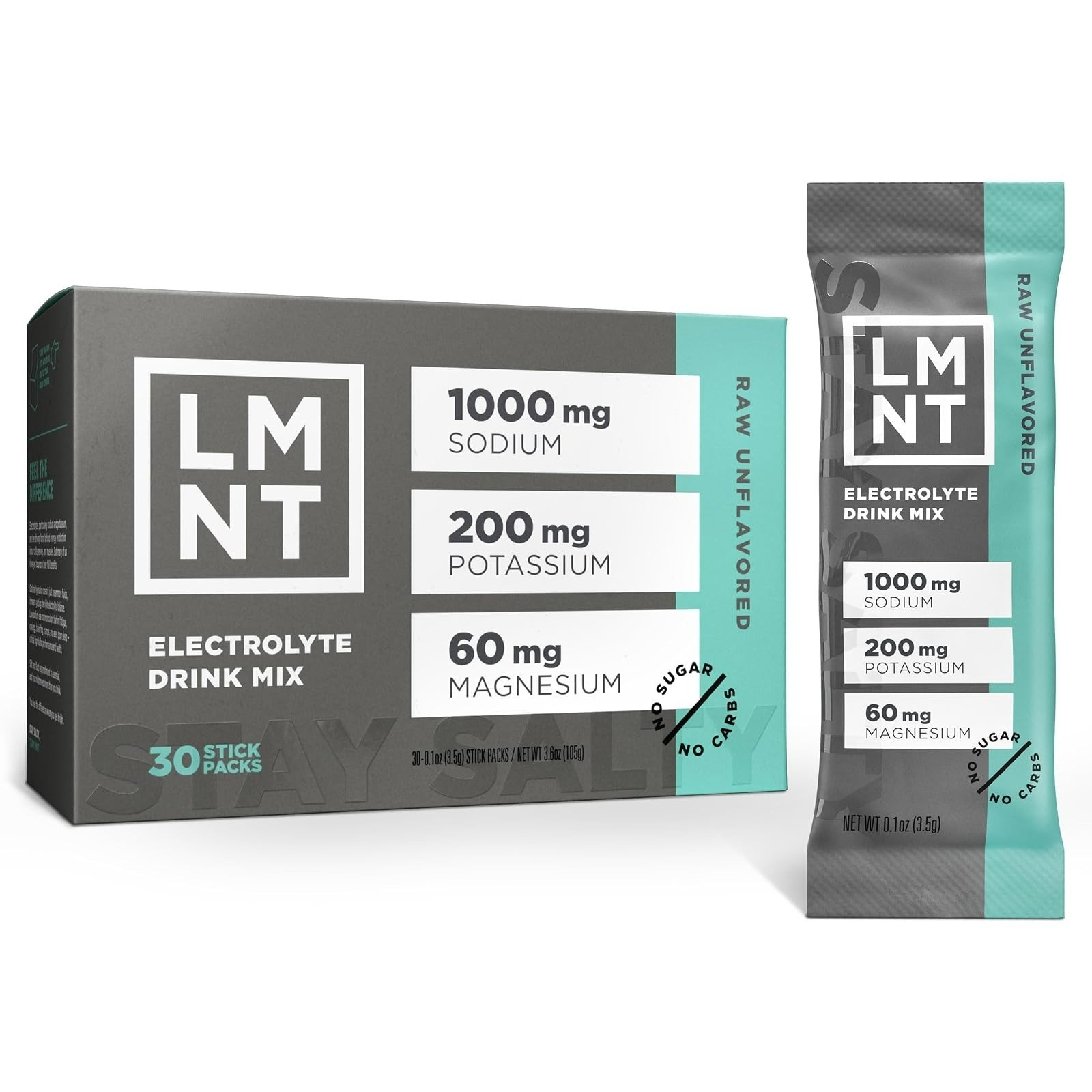LMNT Zero Sugar Electrolytes Drink Mix – Raspberry Salt | 30 Count