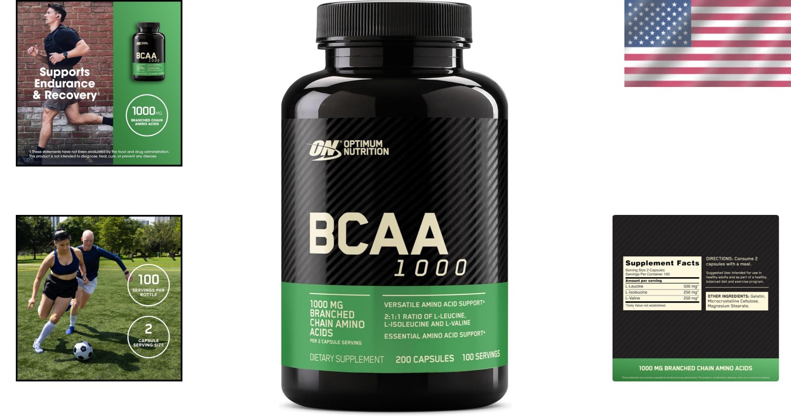 Unflavored Instant BCAA Capsules 200 Count – Essential Amino Acids for Muscles