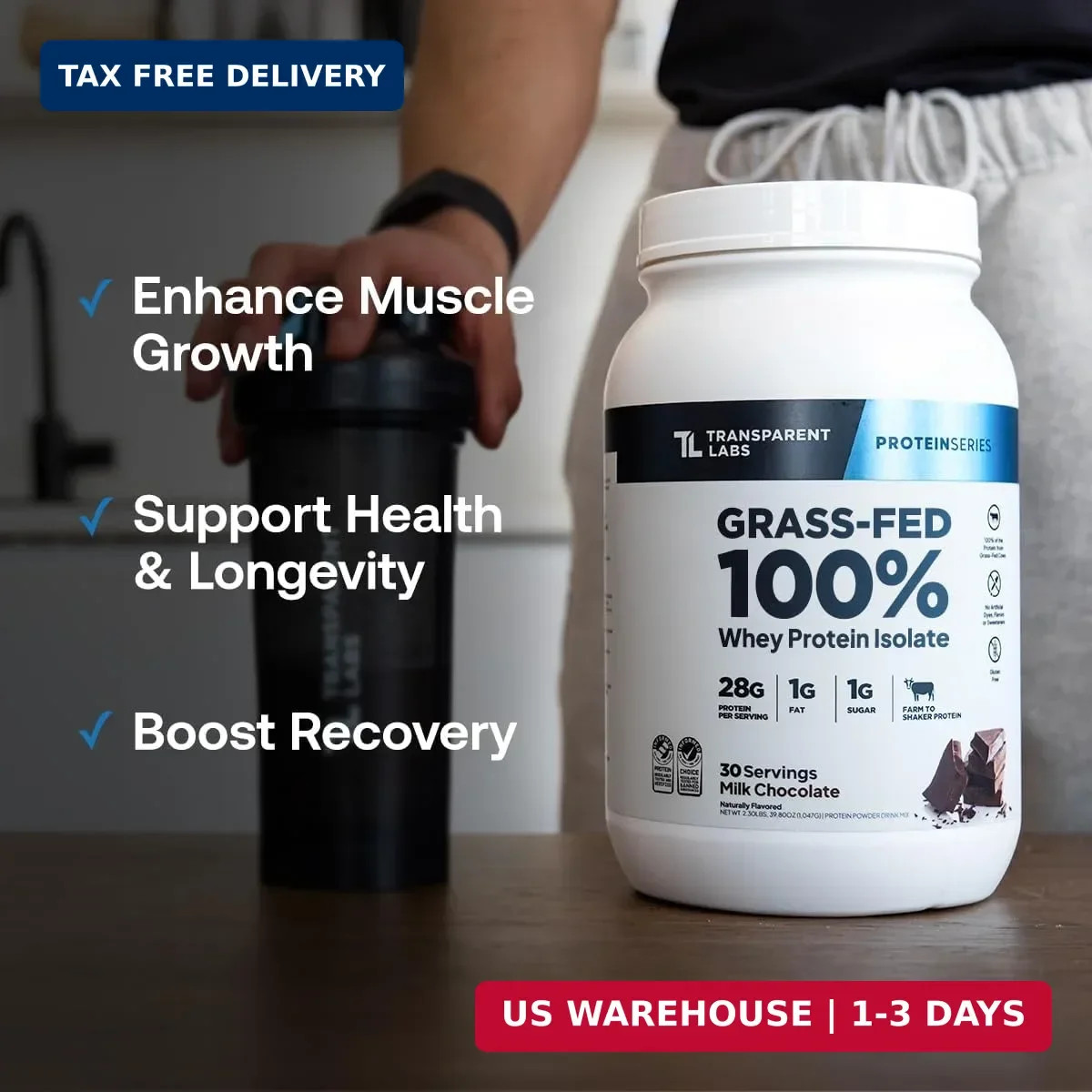 Transparent Labs Grass-Fed Whey Protein Isolate – Naturally Flavored, Gluten Fre