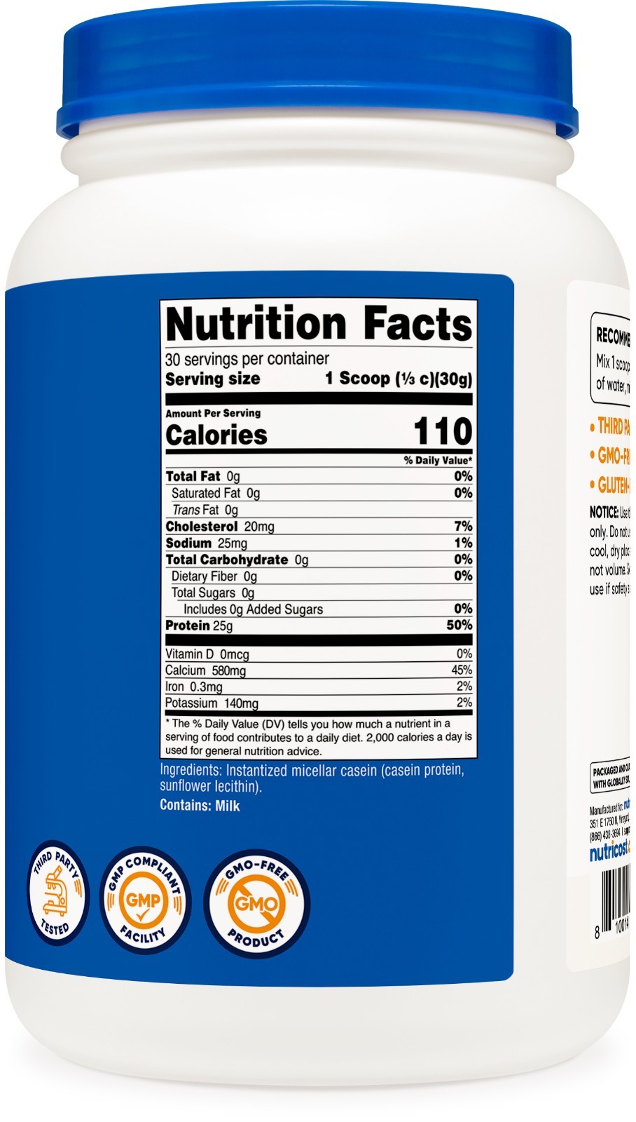 Nutricost Casein Protein Powder 2lb – Micellar Casein, Gluten Free, Non-GMO