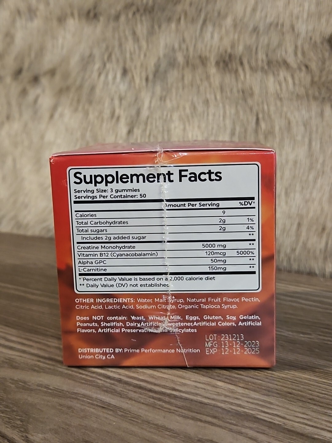 PRIME PERFORMANCE – Creatine Monohydrate Gummies 5000mg 150 Count Exp. 12/2025