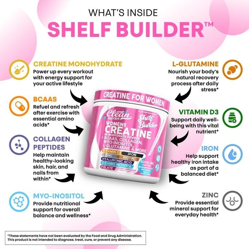 Creatine Monohydrate for Women BCAA Collagen Biotin Skin Hair Support