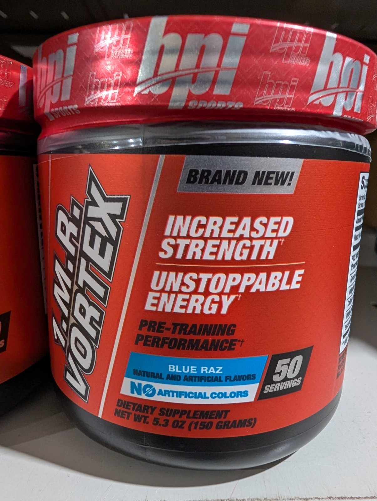 2 Pack BPI Sports 1MR Vortex 50 serv Fruit Punch & Blue RaspPreWorkout Exp 4/28