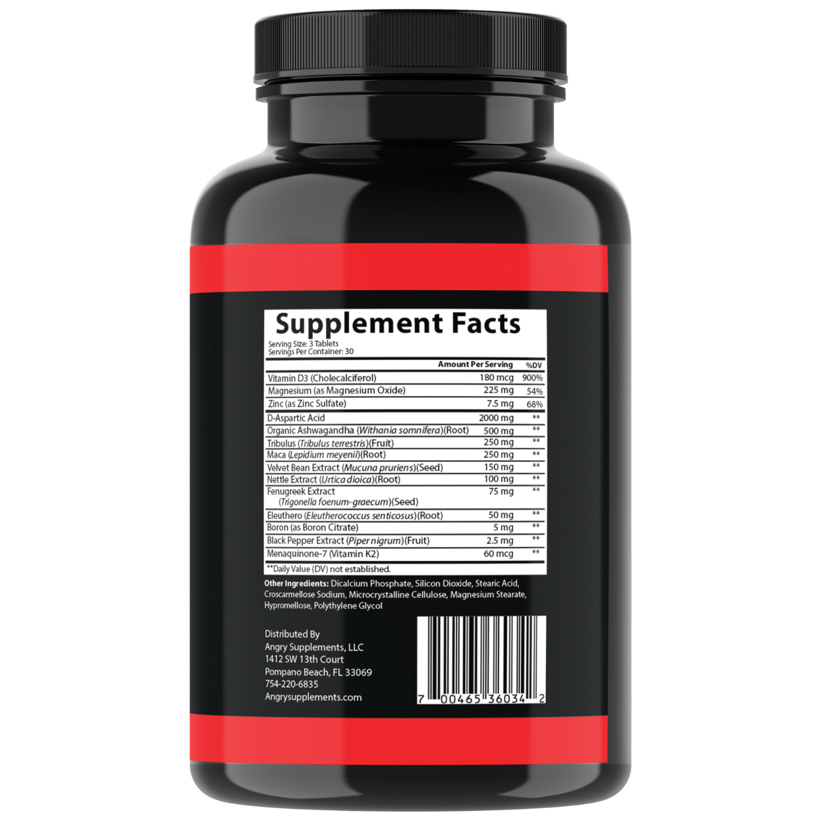 Angry Supplements Monster Test Red Label Mens Test Booster Male Vitality 90ct