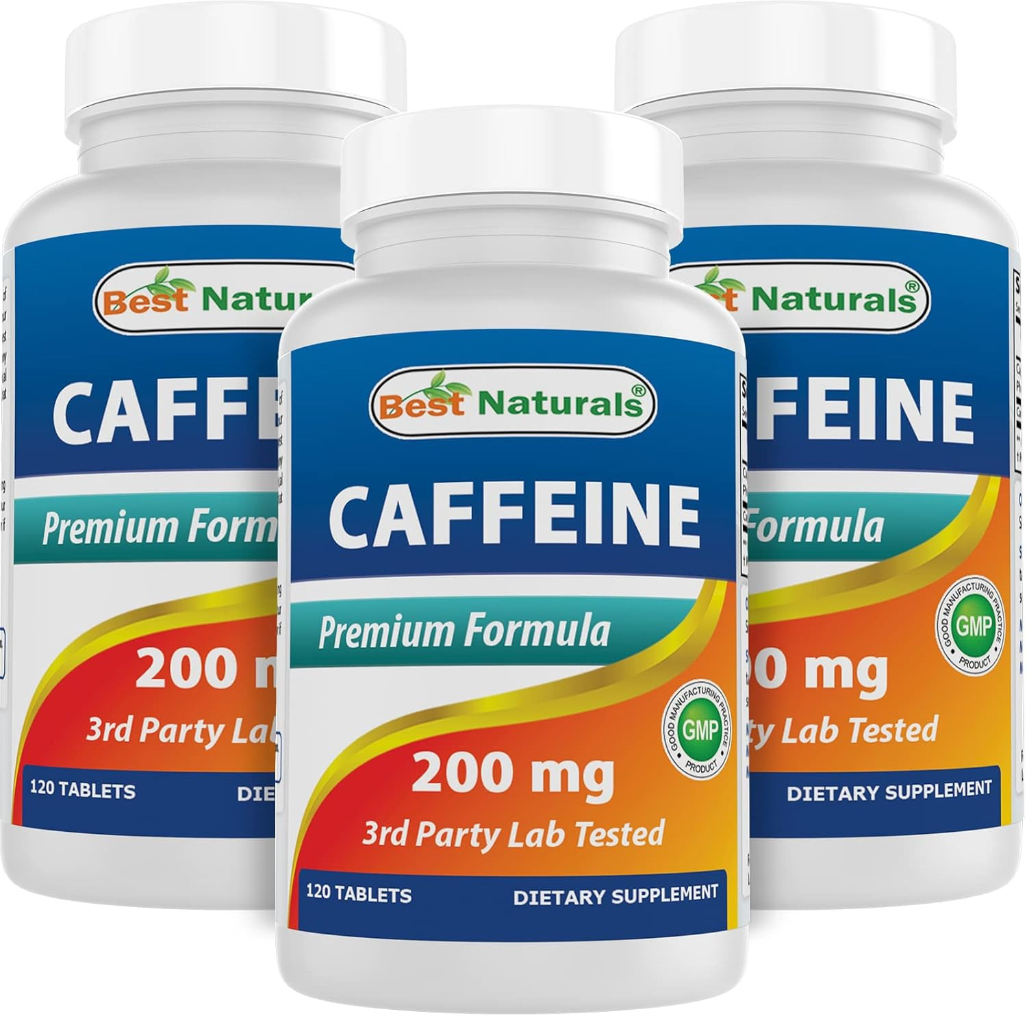 Best Naturals Caffeine Pills 200mg No Crash Jitters 3 Pack 360 Tablets