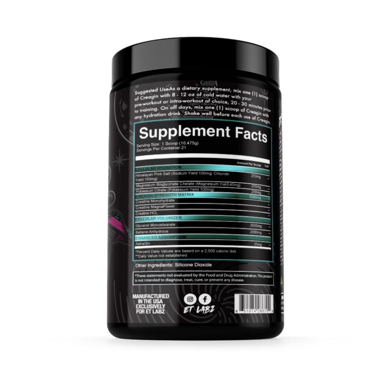 E.T. Labz: Creagin (Creatine & Volumizing Pump Formula) 21 Servings