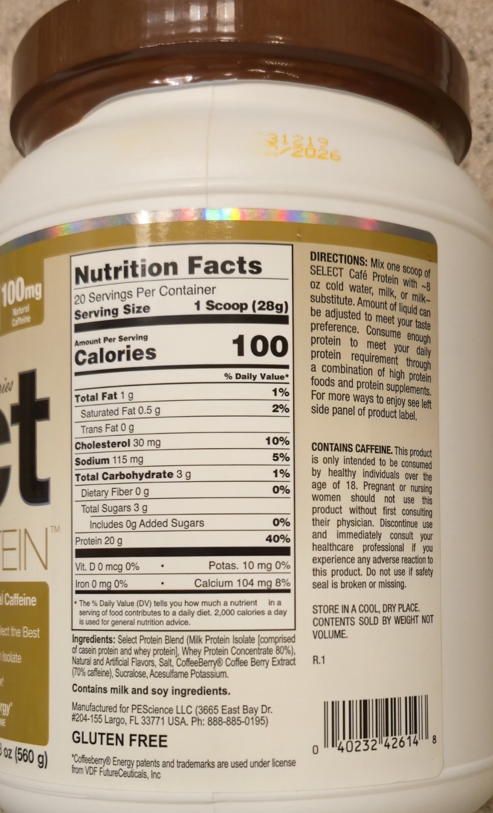 PESCIENCE SELECT PROTEIN Café Series 1.4 lb (20 Serv) Van Sweet Cr BEST BY 09/26