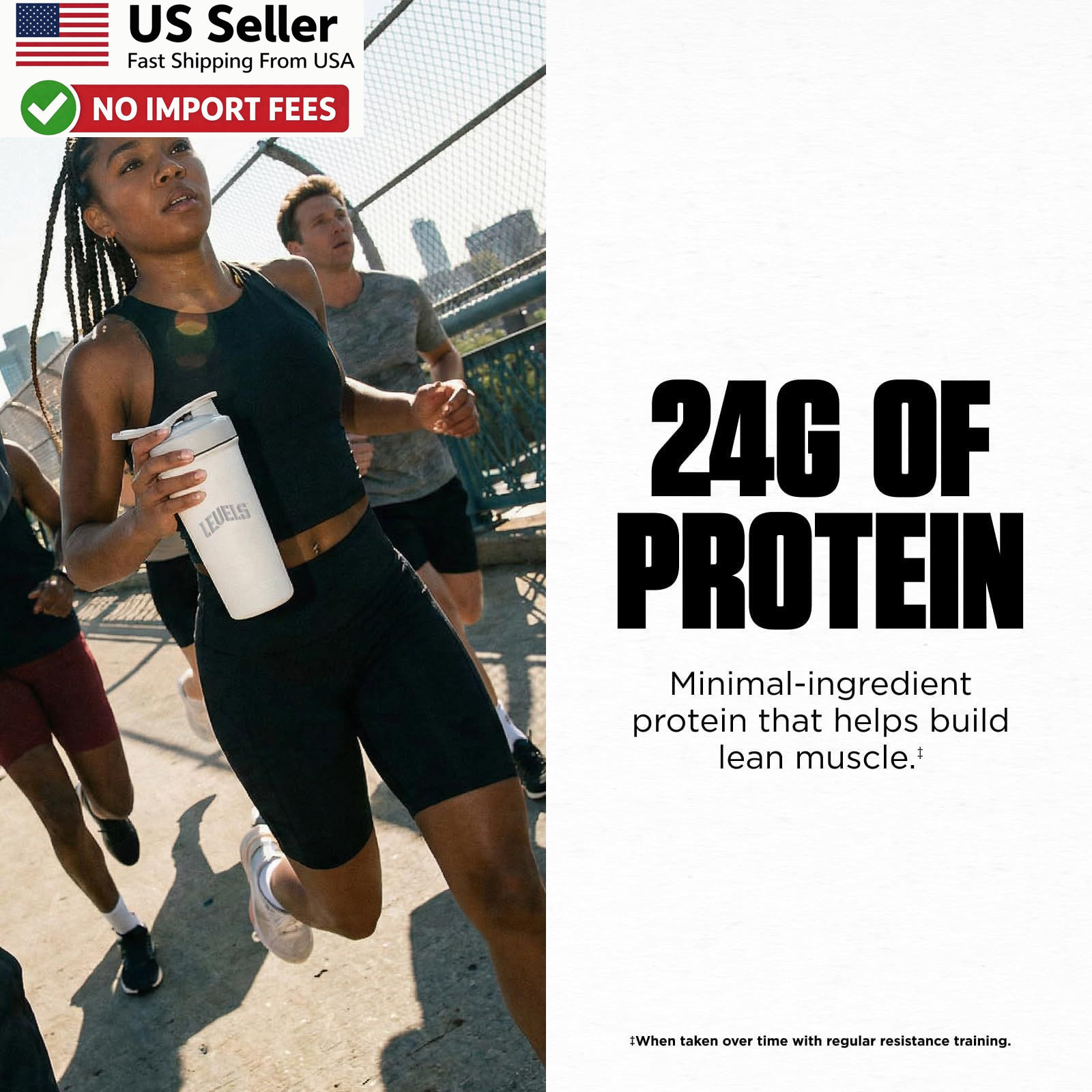 Levels Grass Fed Whey Protein Powder 24G Double Chocolate 1LB No Stuff FROM USA
