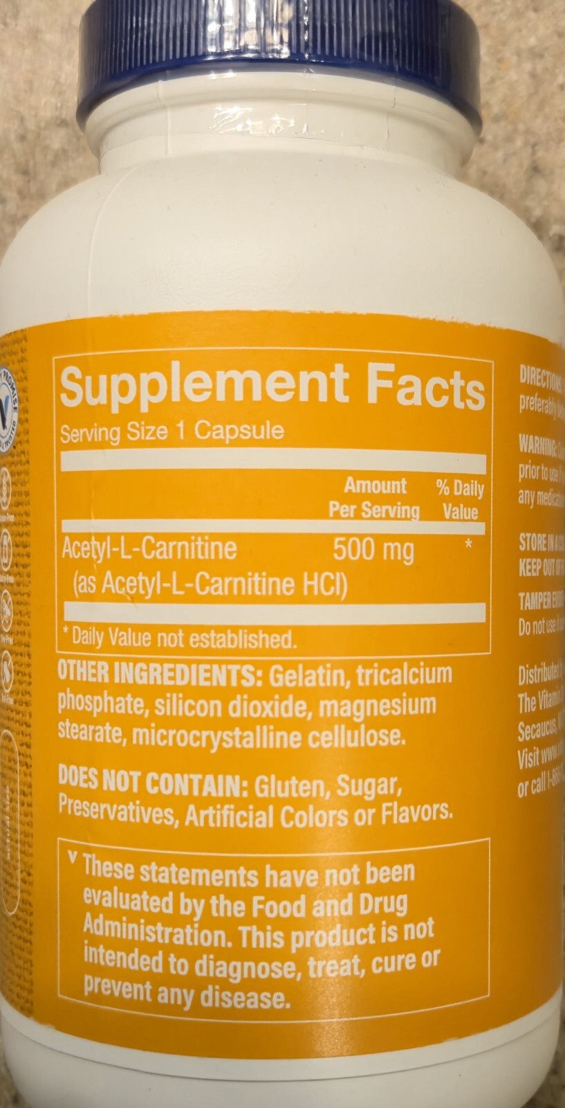 The Vitamin Shoppe ACETYL L-CARNINTINE 240 Capsules ( 240 Servings )BEST BY 5/25