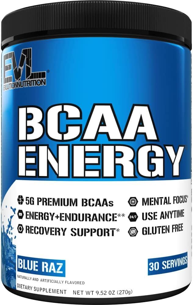 EVL Evlution Nutrition BCAA Energy Amino Acid Pre-Workout Powder – 30 & 65 Srv