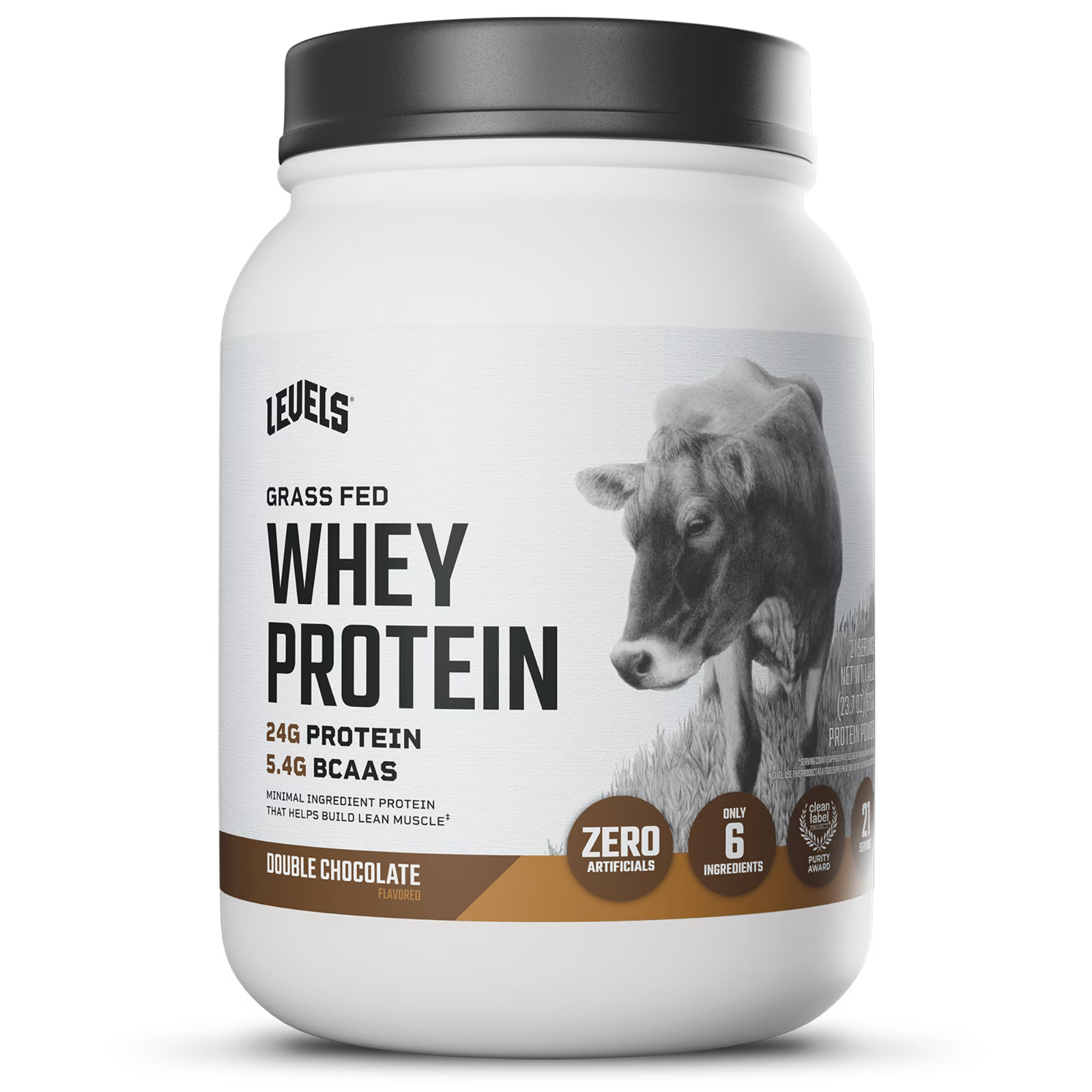 Levels Grass Fed Whey Protein Powder, No Artificials, 24G- Double Chocolate
