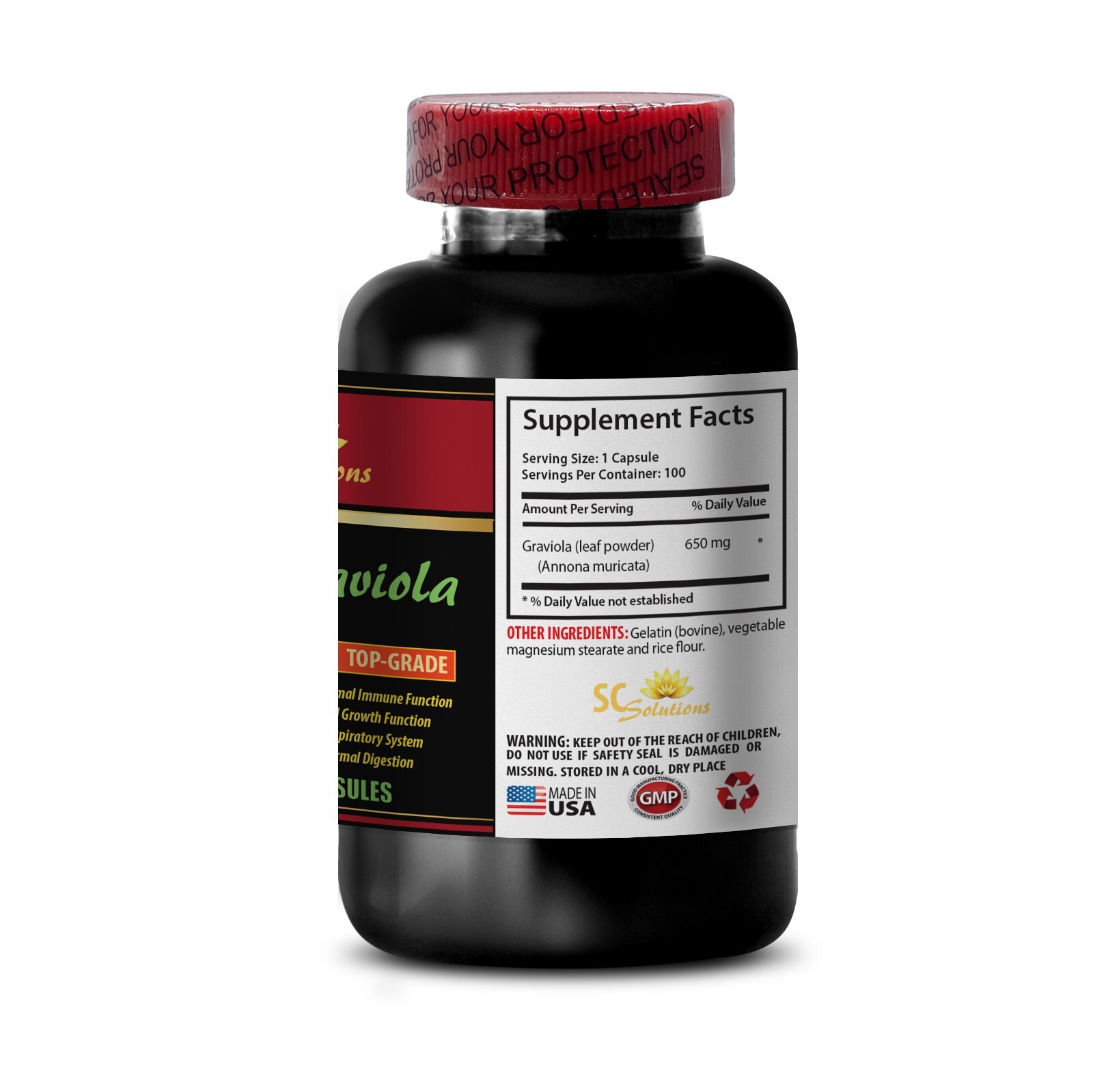 Graviola Leaf – PURE GRAVIOLA EXTRACT – Immune system support – 3 Bottles
