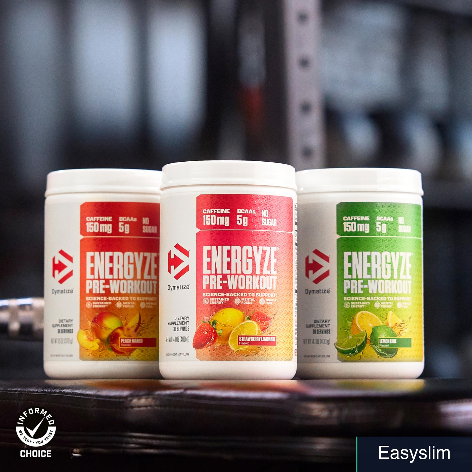 Pre-Workout Powder 150mg Caffeine 5g BCAAs Peach Mango No Sugar 30 Servings
