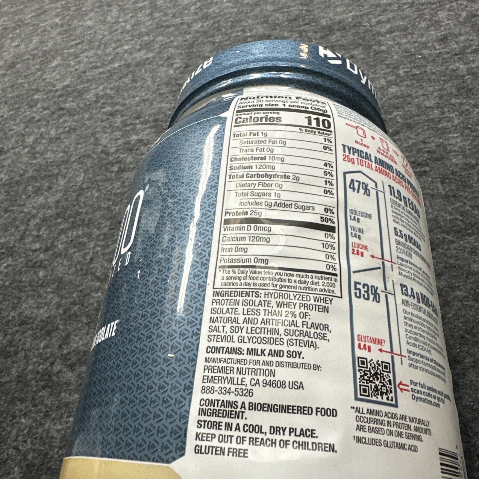 Dymatize ISO100 Hydrolyzed Whey Isolate Gourmet Vanilla 21.5oz 20Sv