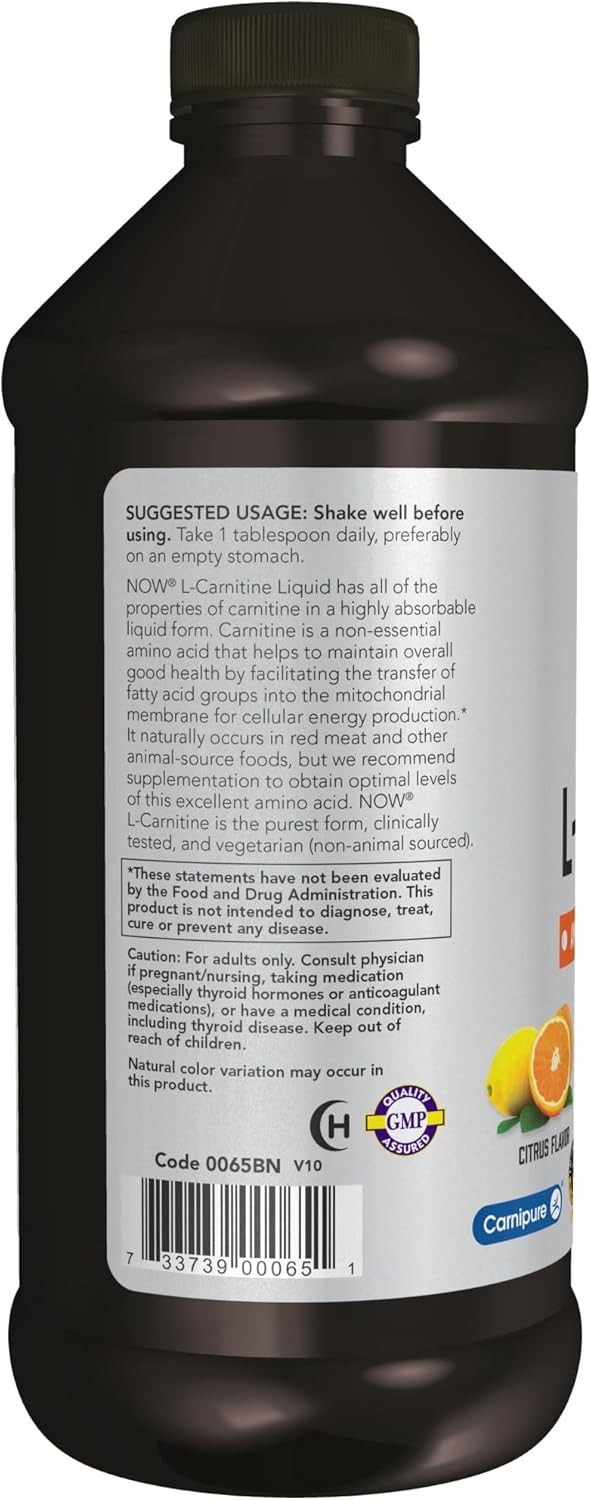 NOW Foods Sports Nutrition, L-Carnitine Liquid 1000 mg, 16 Fl Oz (Pack of 1)