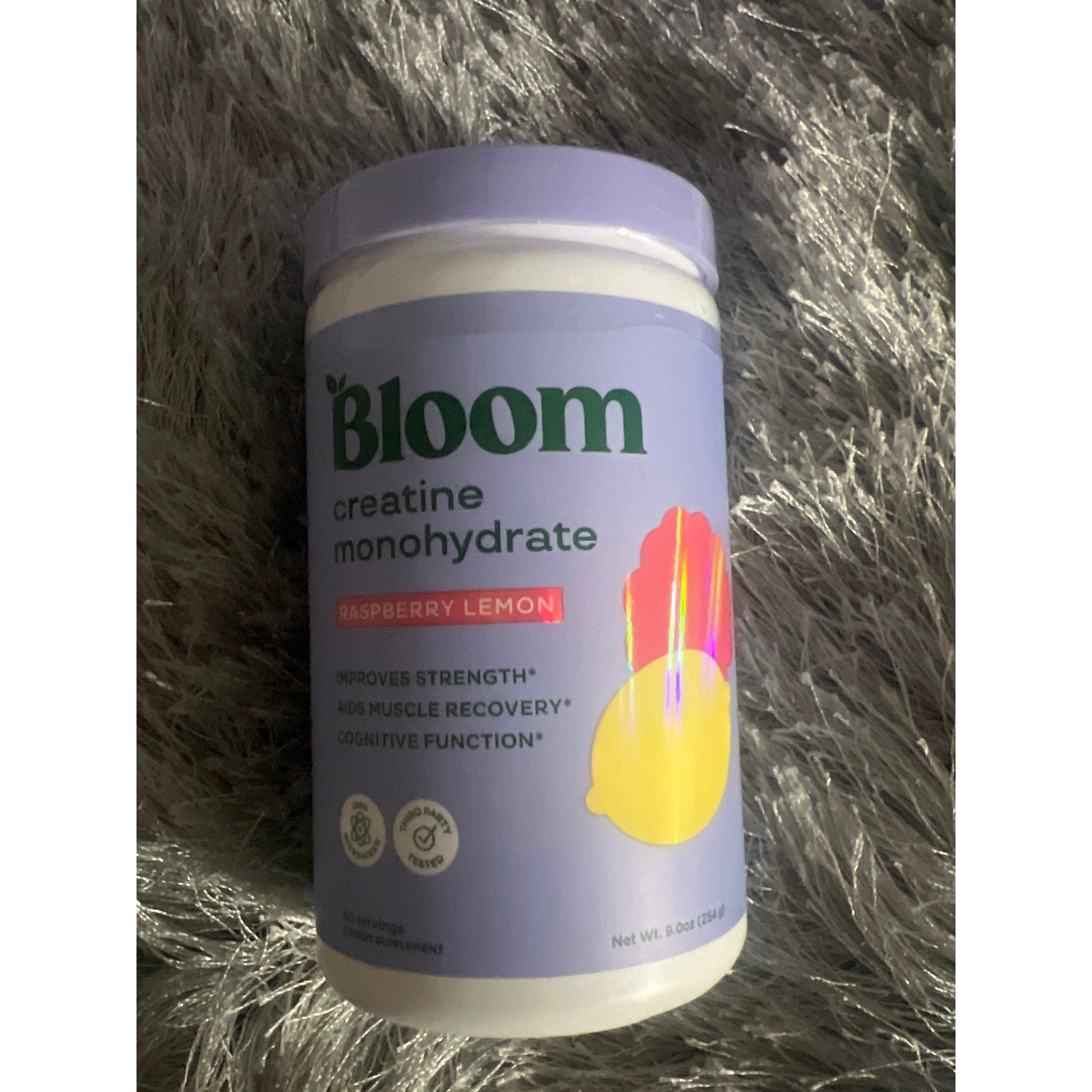 Bloom Creatine Monohydrate Raspberry Lemon 9oz 40 Servings Muscle Recovery