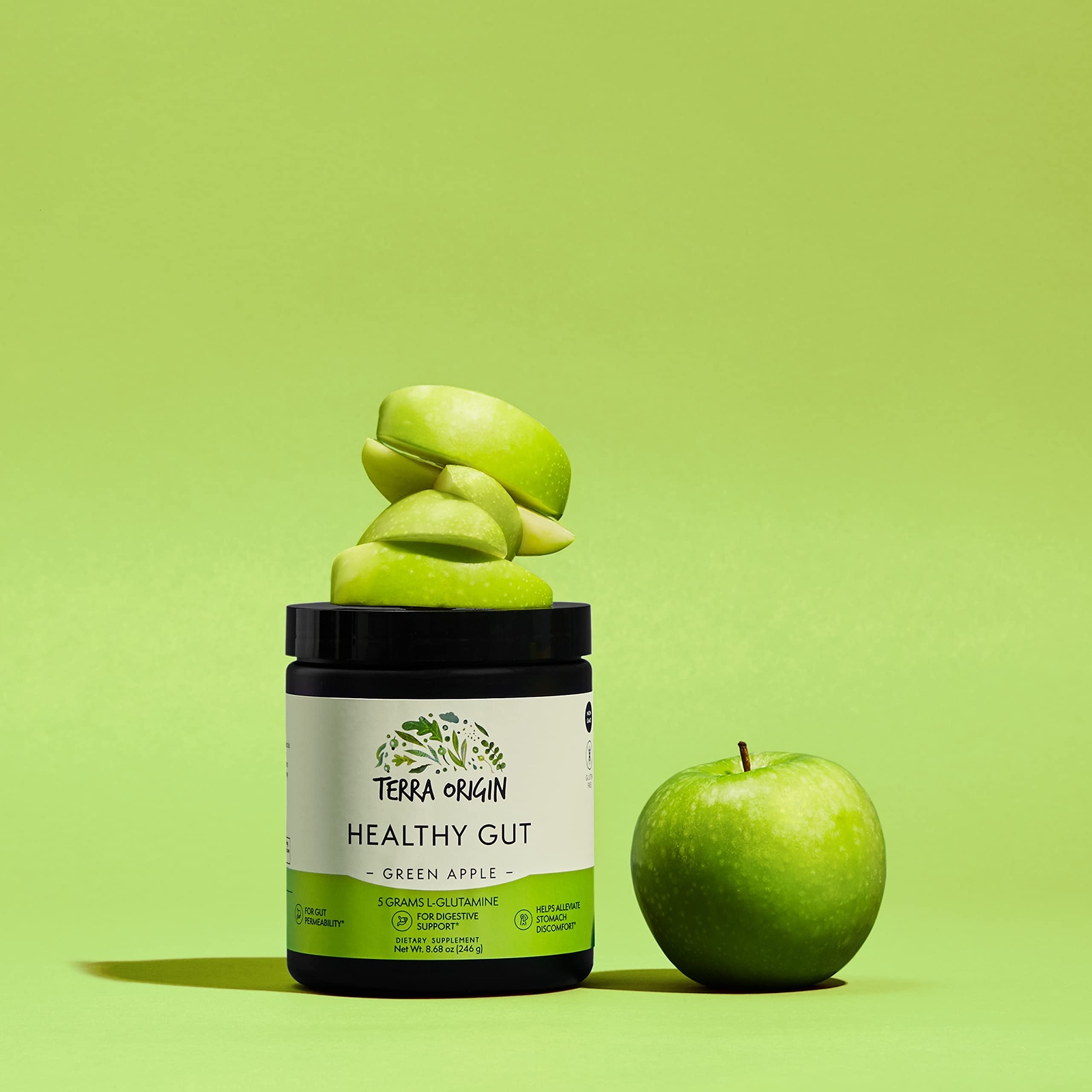 Healthy Gut Green Apple | 30-Servings with L-Glutamine Zinc Glucosamine Slipp…