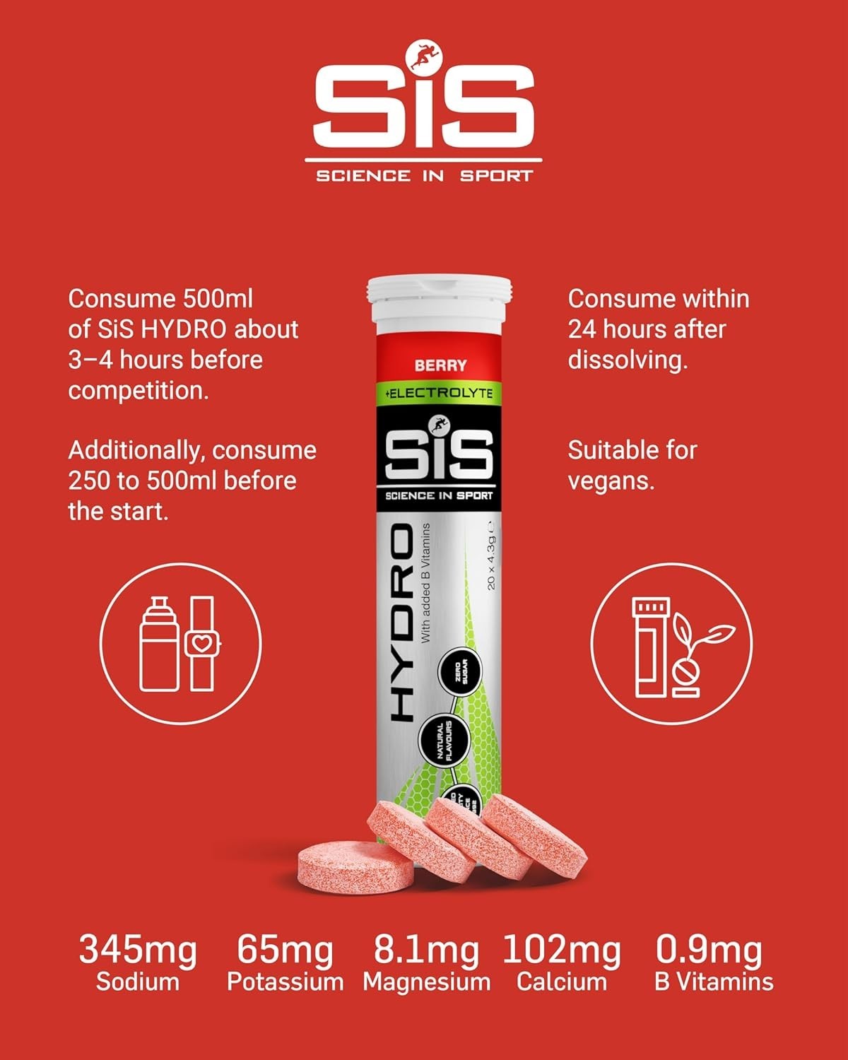 Science in Sport Hydro Electrolyte Tablets – Four Key Electrolytes and B Vitamin