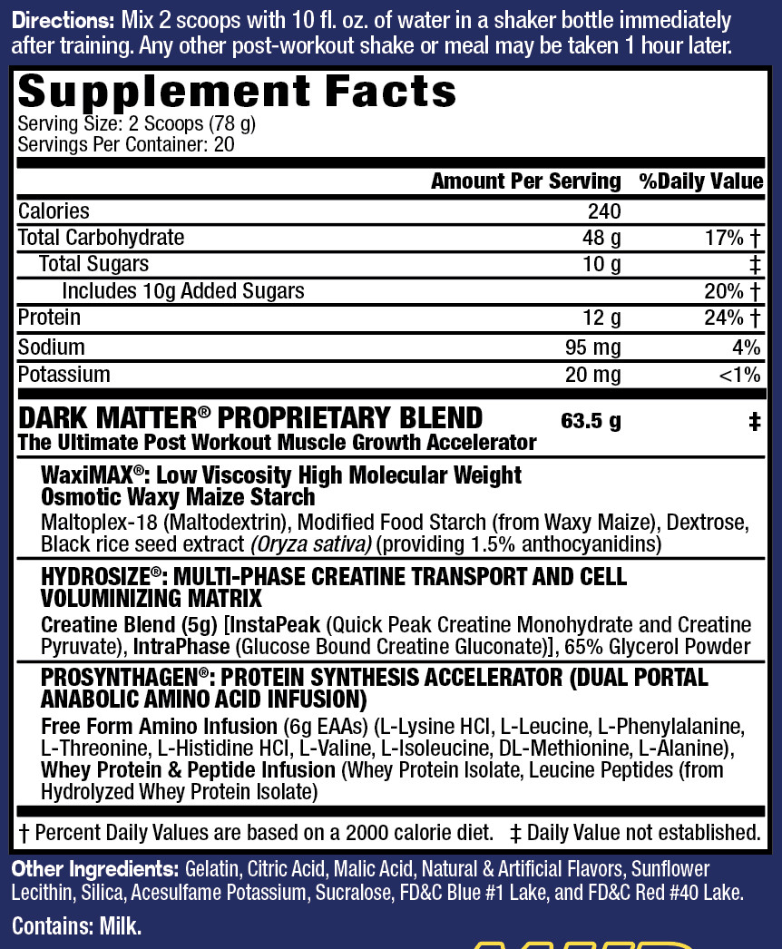 MHP DARK MATTER (3.22 LB) post-workout recovery muscle mass growth gainer super