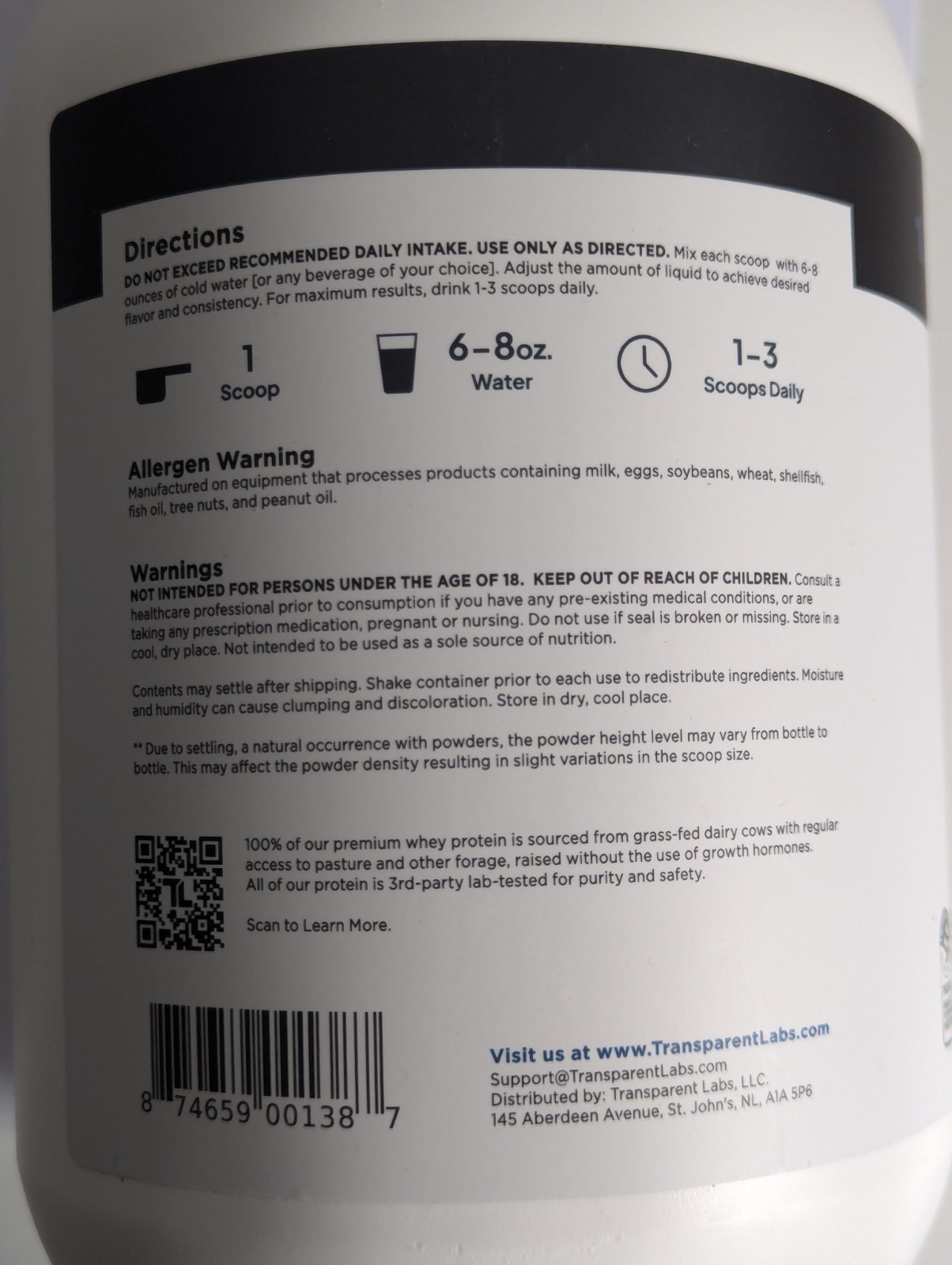 Transparent Labs Grass-Fed Whey Protein Isolate Milk Chocolate 55 Serving 4.2lbs