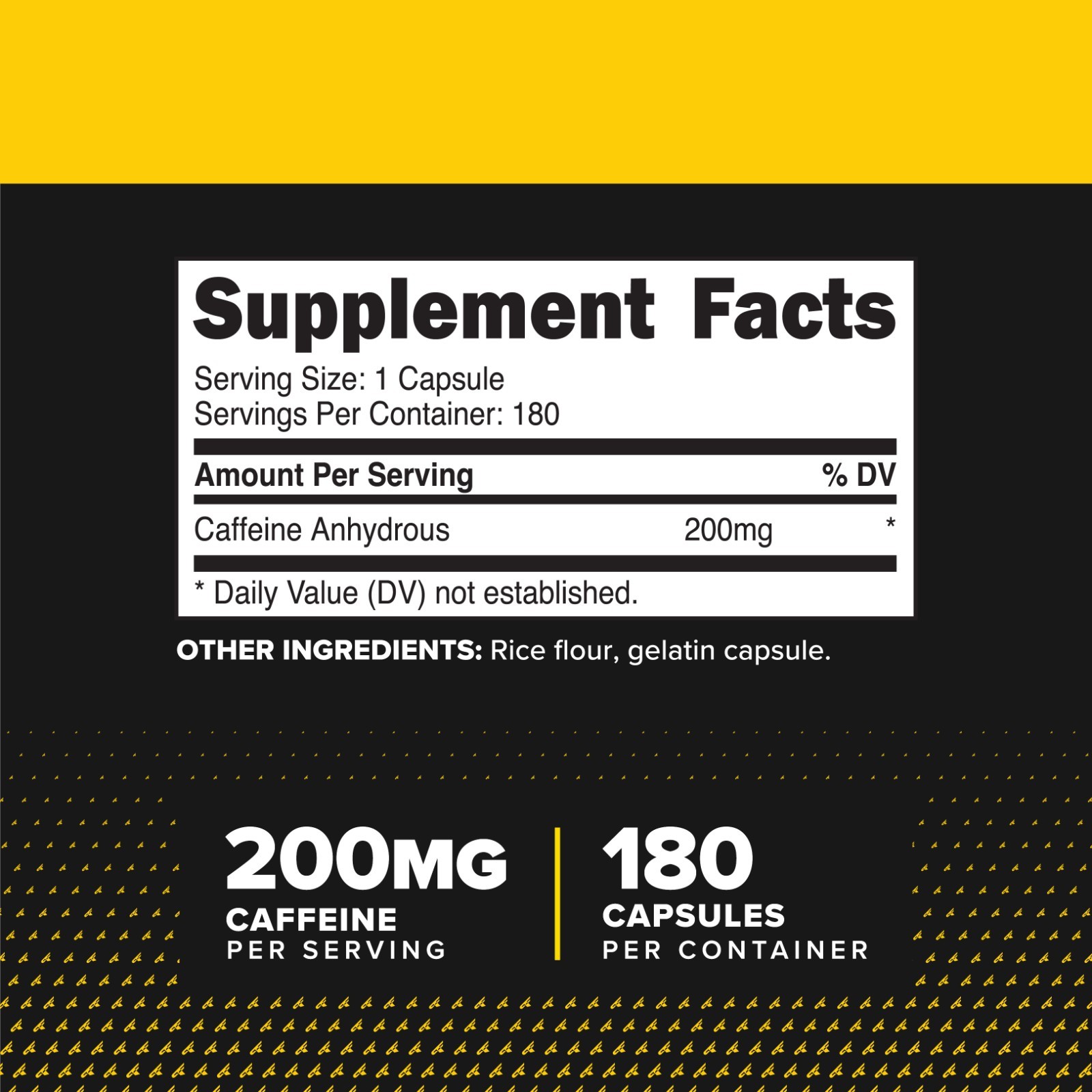 PrimaForce Caffeine Pills 200mg, 180 Capsules