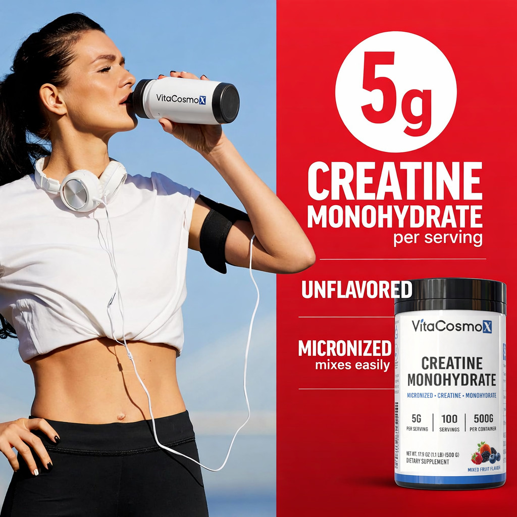 Nutricost Creatine Monohydrate Micronized Powder 500G, 5000mg Per Serv (5g) – 10