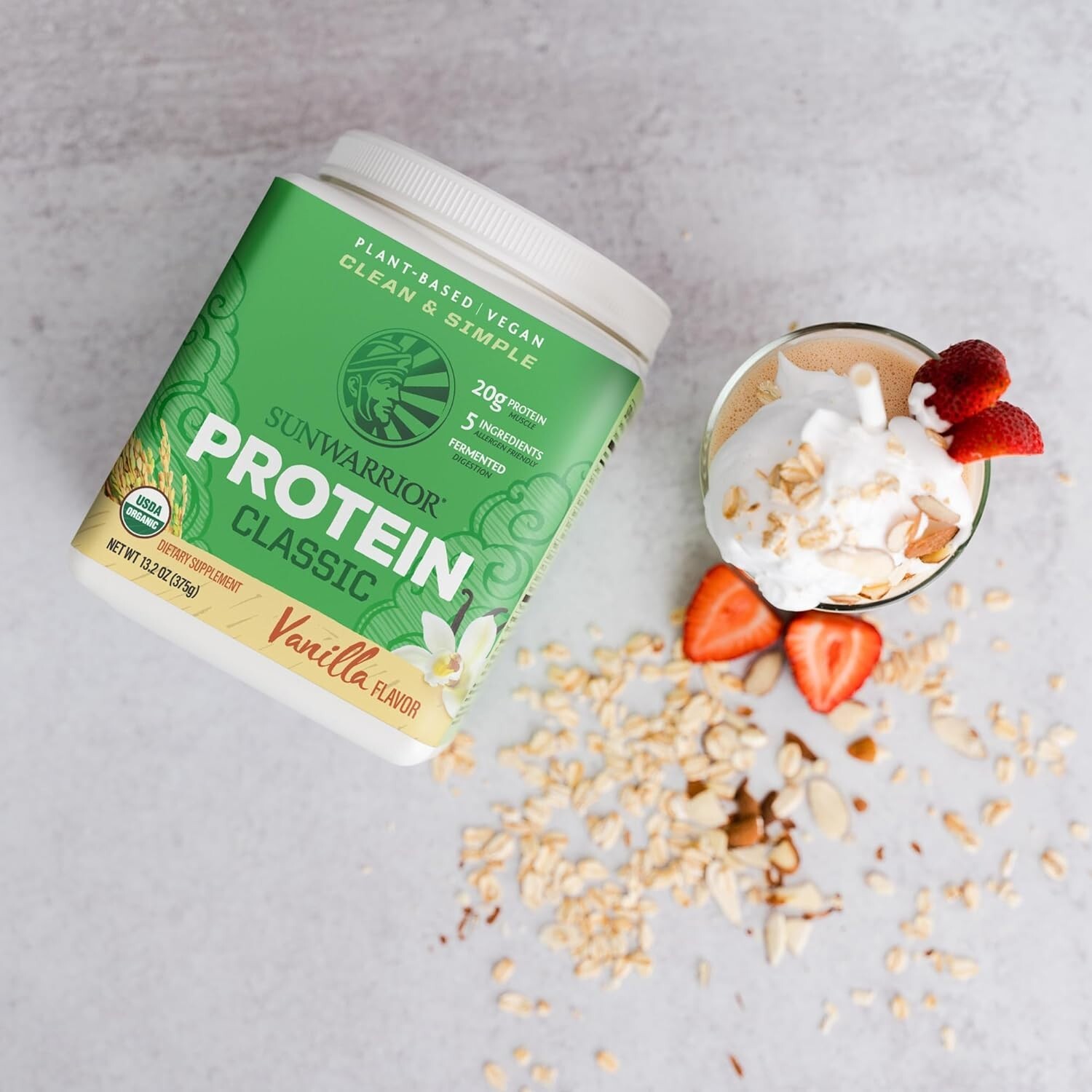Sunwarrior Organic Classic Vanilla Protein – Plant-Based Protein Powder, 375g