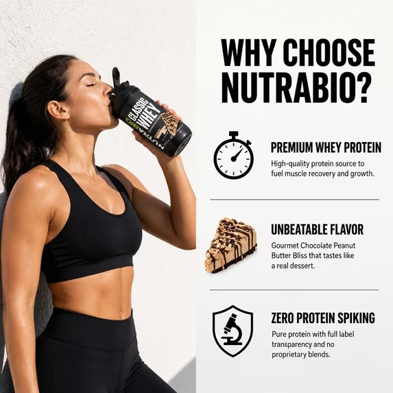 NutraBio Classic Whey Protein Powder Chocolate Peanut Butter 2 Pounds