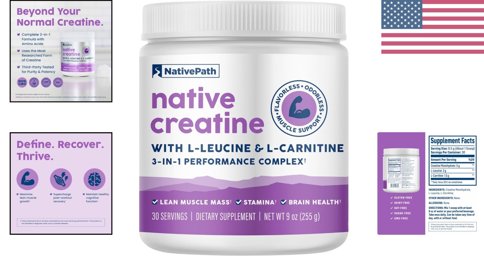 Creatine Monohydrate Powder with L-Leucine & L-Carnitine – 30 Servings