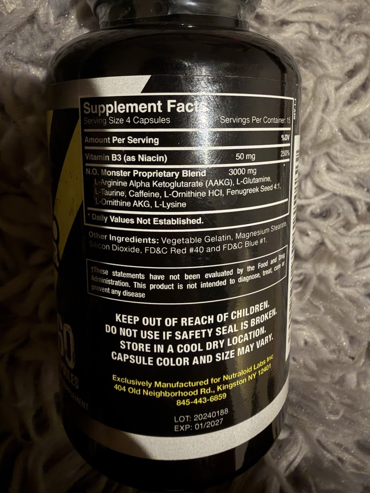 Goliath Labs N.O. Monster 60 Capsules & Creatine Monohydrate 300g Bundle