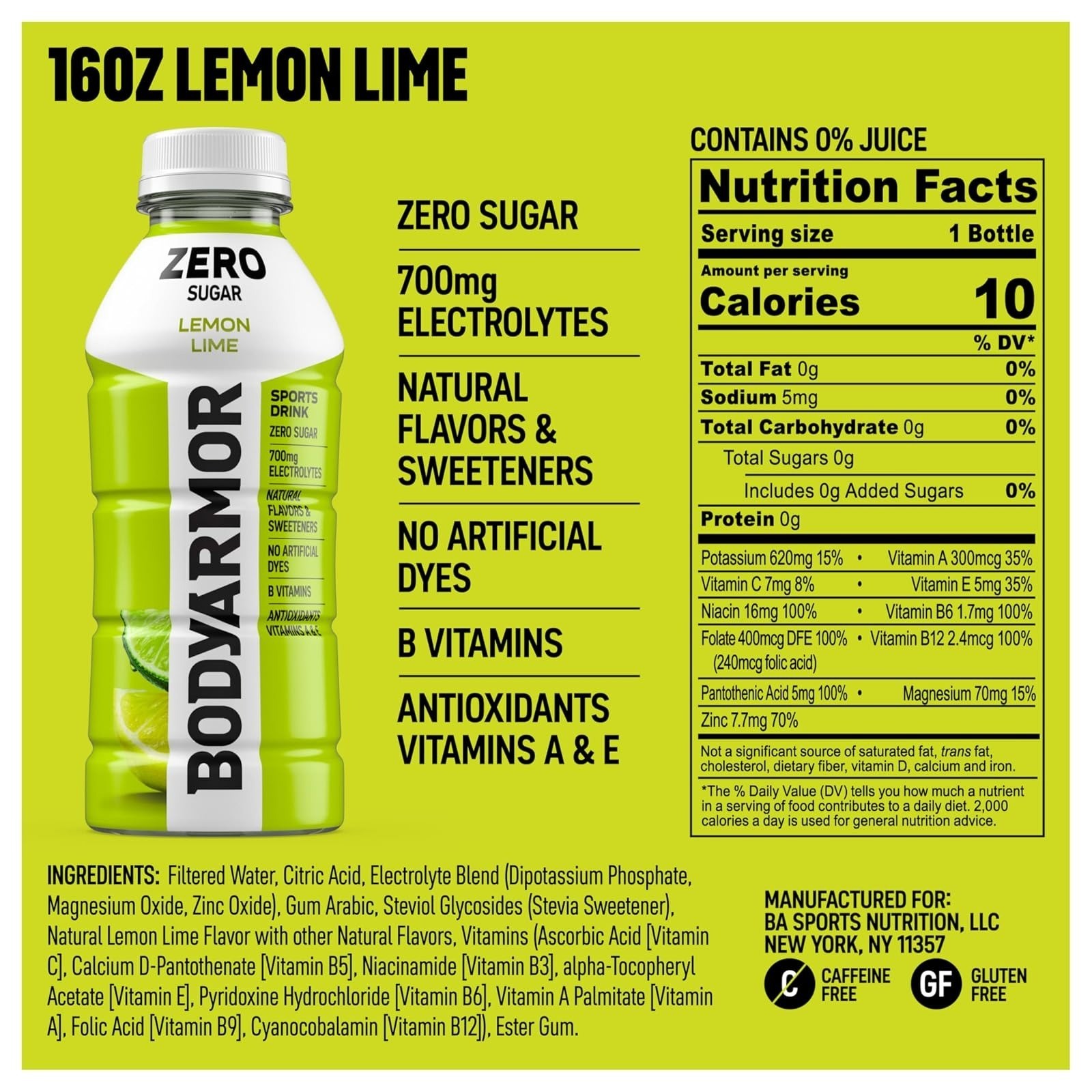 BODYARMOR Zero Sugar Watermelon Strawberry Electrolyte Drink 12 Fl Oz 8 Pack