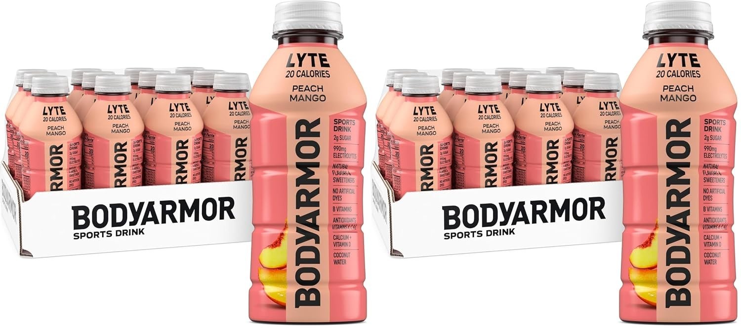 Electrolyte Drink Peach Mango 16 Fl Oz Bottles Pack of 24 Hydration Sports