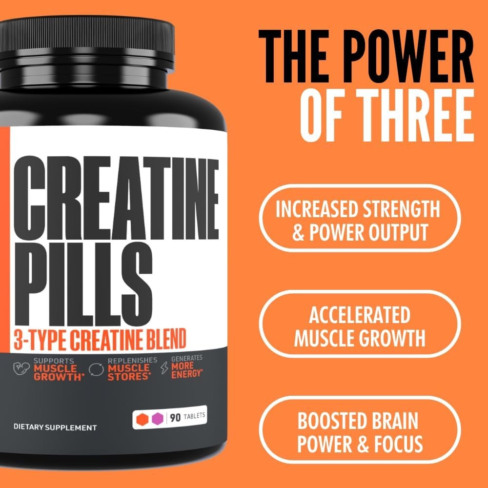 Creatine Pills, 5g 3X Pure Creatine Monohydrate Pills, Pre Workout Bulk Muscle M