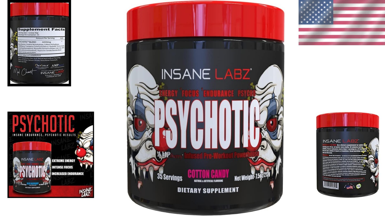 Psychotic Pre-Workout Powder – 35 Servings of Extreme Energy & Focus (7.5 oz)