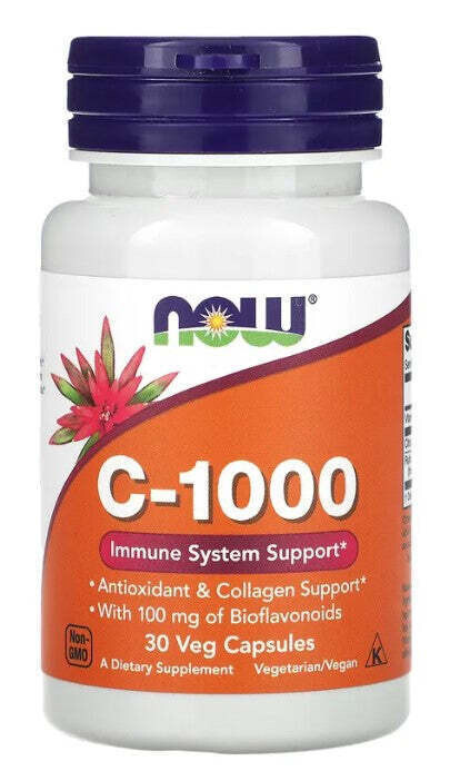 3 Bottles of NOW FOODS C-1000, 30 Veg Capsules each – 07/27 Expiration