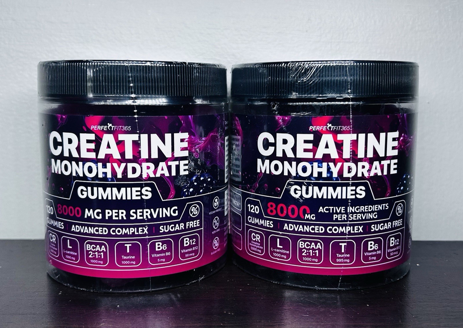 2 X Perfectfit365 Creatine Monohydrate Gummies 8000 MG. Sugar Free- 120 Count-