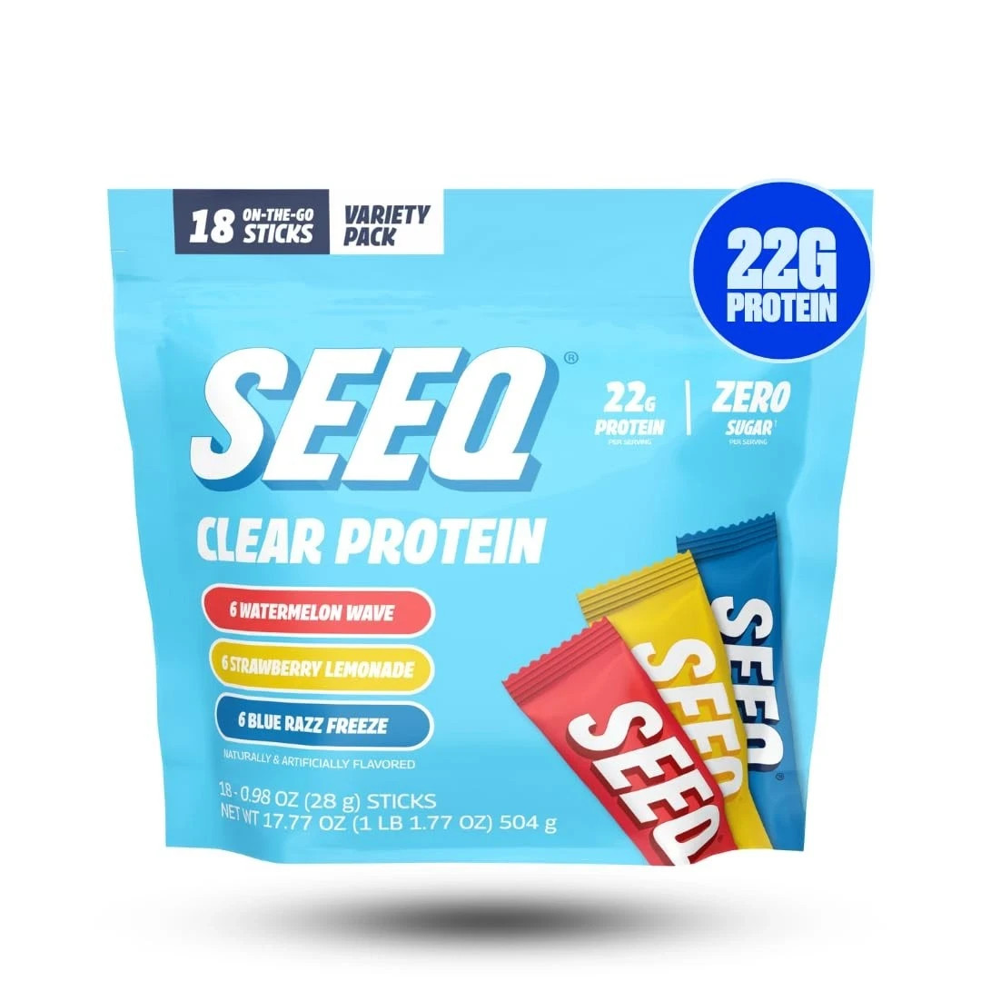 SEEQ Clear Protein Powder Sample Pack – 18 On-The-Go Sticks – 22g Clear Whey …