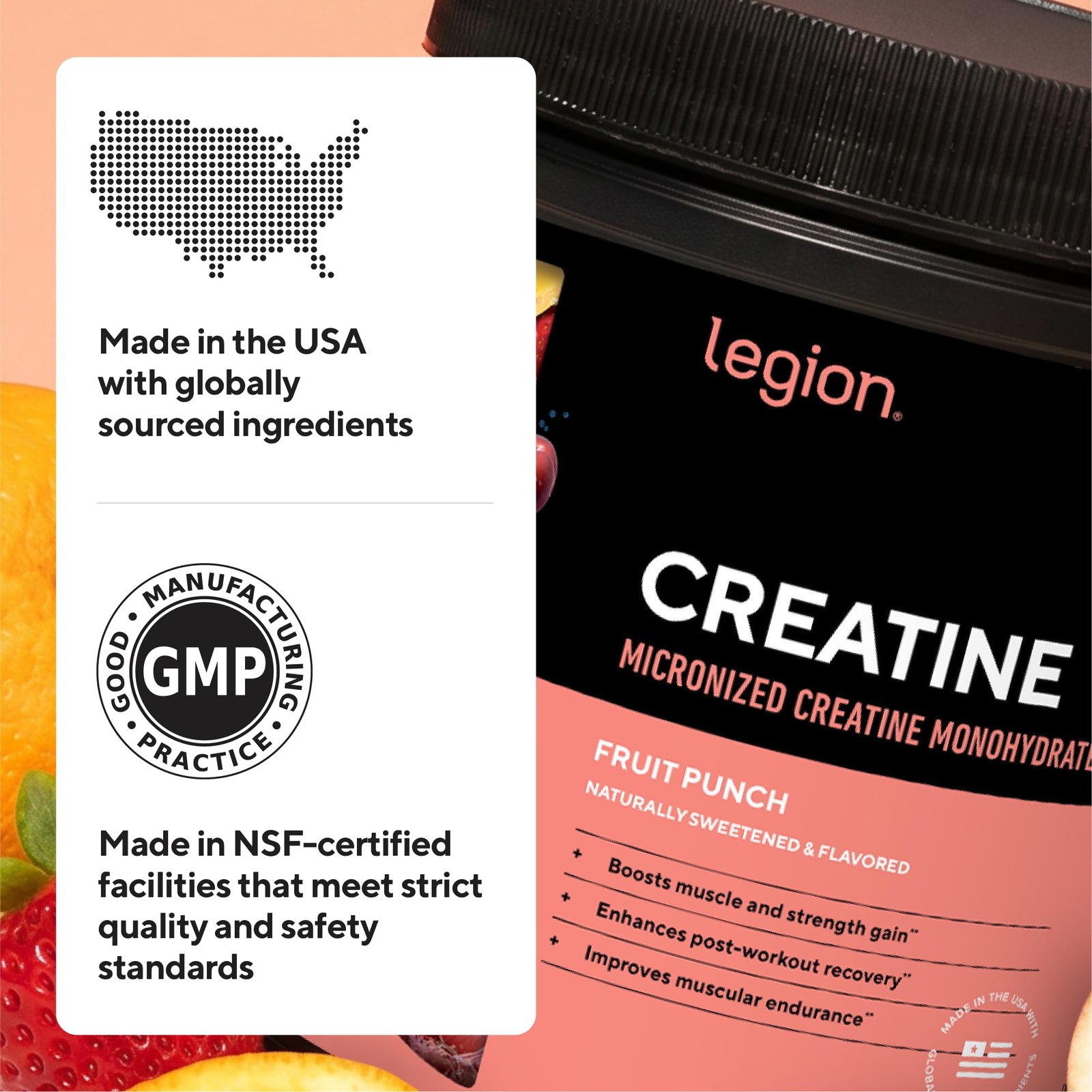LEGION Micronized Creatine Monohydrate Supplement – 60 Servings (Pack of 1)