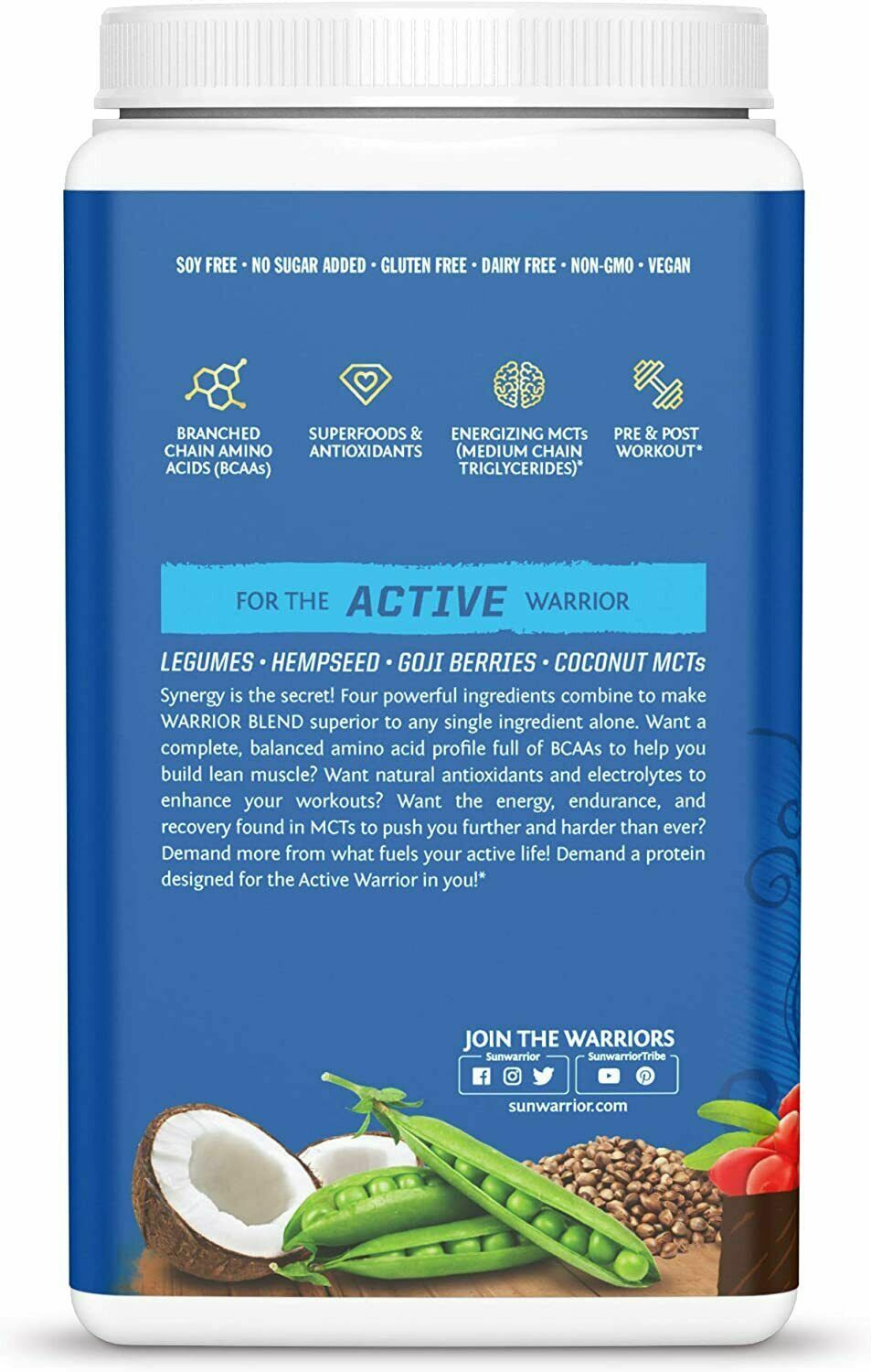 Sunwarrior Warrior Blend, Organic Vegan Protein Powder with BCAAs and Pea…